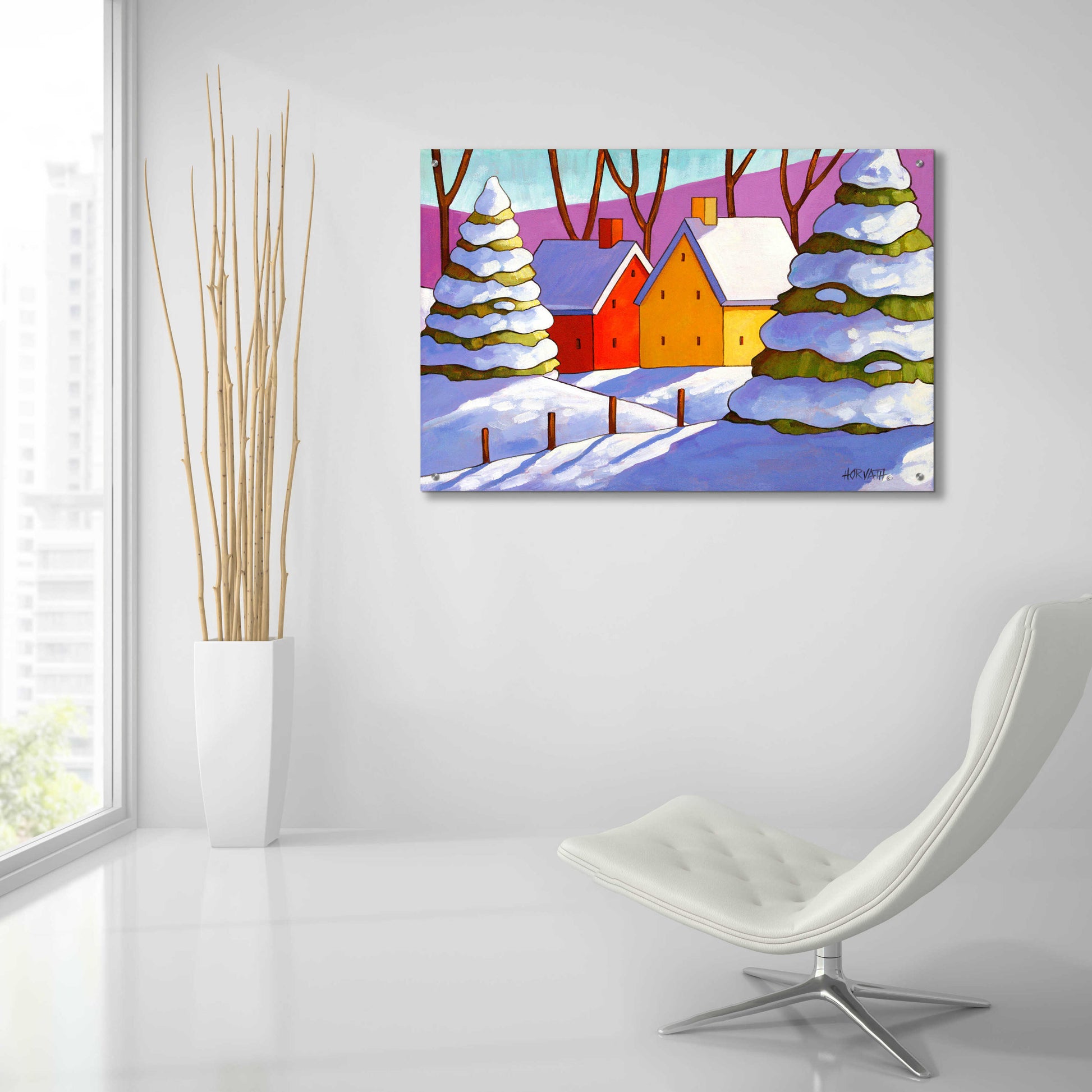 Epic Art 'Snow Houses View' by Cathy Horvath-Buchanan, Acrylic Glass Wall Art,36x24