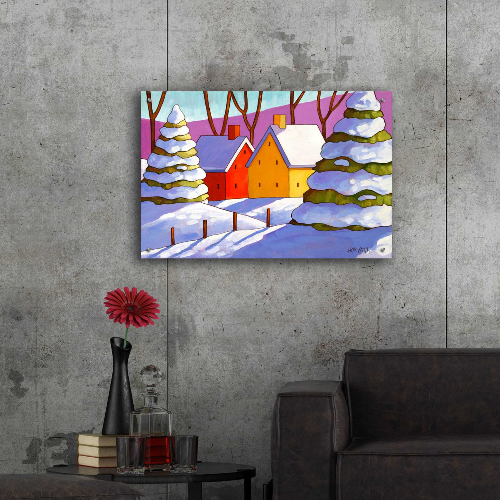 Epic Art 'Snow Houses View' by Cathy Horvath-Buchanan, Acrylic Glass Wall Art,36x24