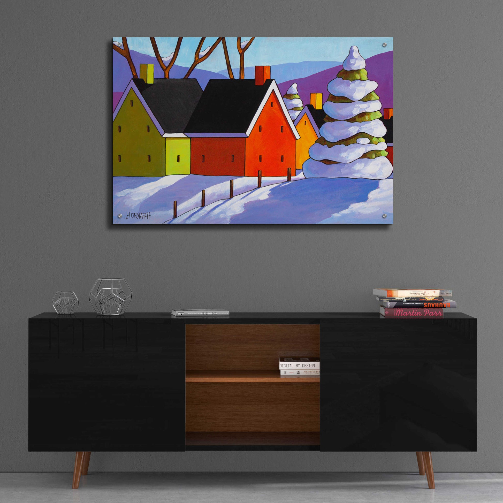 Epic Art 'Snowy Day Shadows' by Cathy Horvath-Buchanan, Acrylic Glass Wall Art,36x24