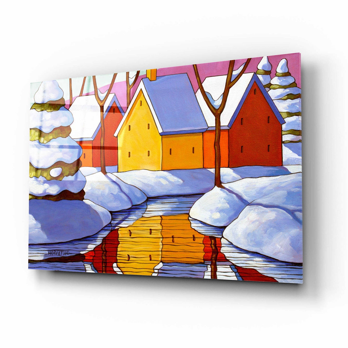 Epic Art 'Snowy Stream View' by Cathy Horvath-Buchanan, Acrylic Glass Wall Art,16x12