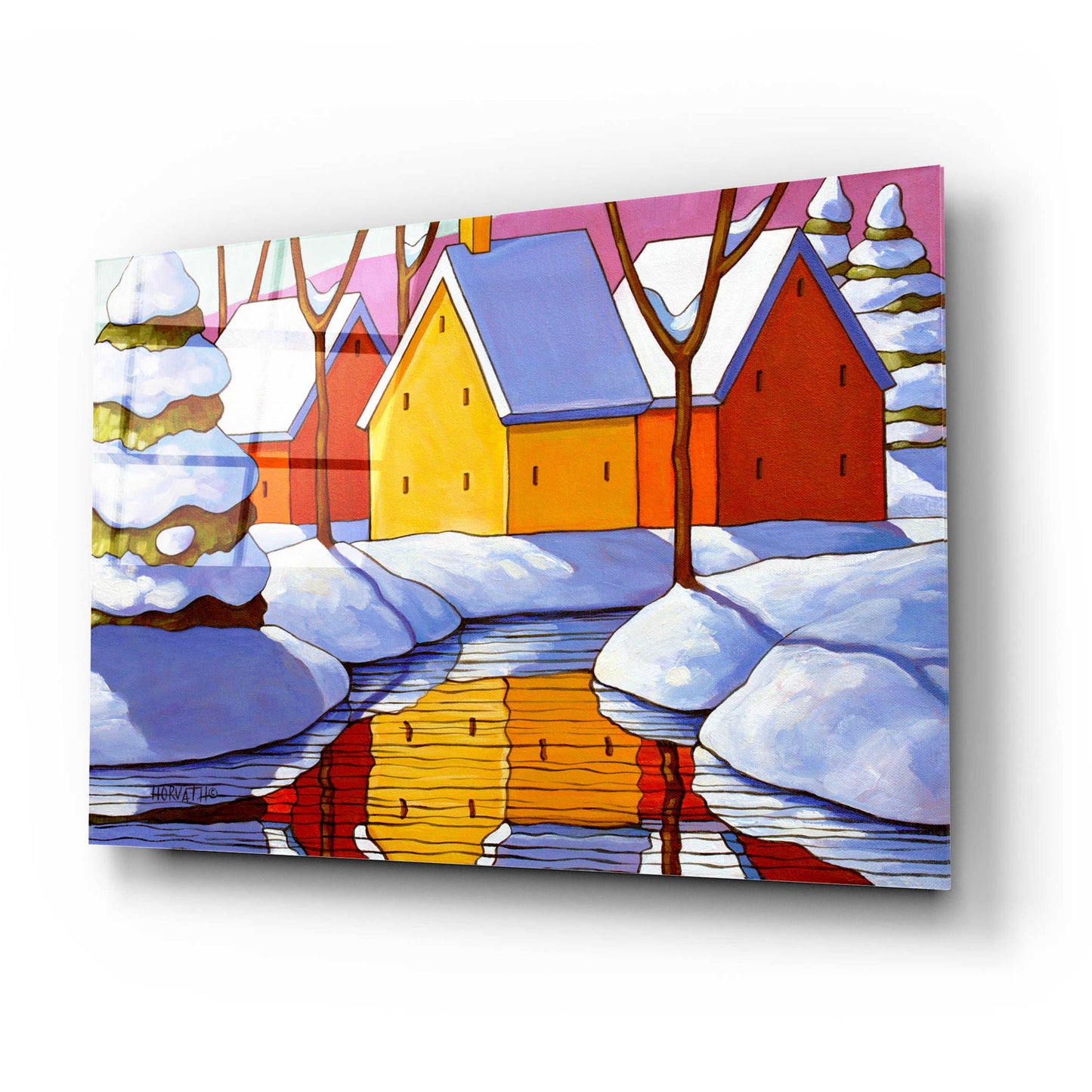 Epic Art 'Snowy Stream View' by Cathy Horvath-Buchanan, Acrylic Glass Wall Art,24x16