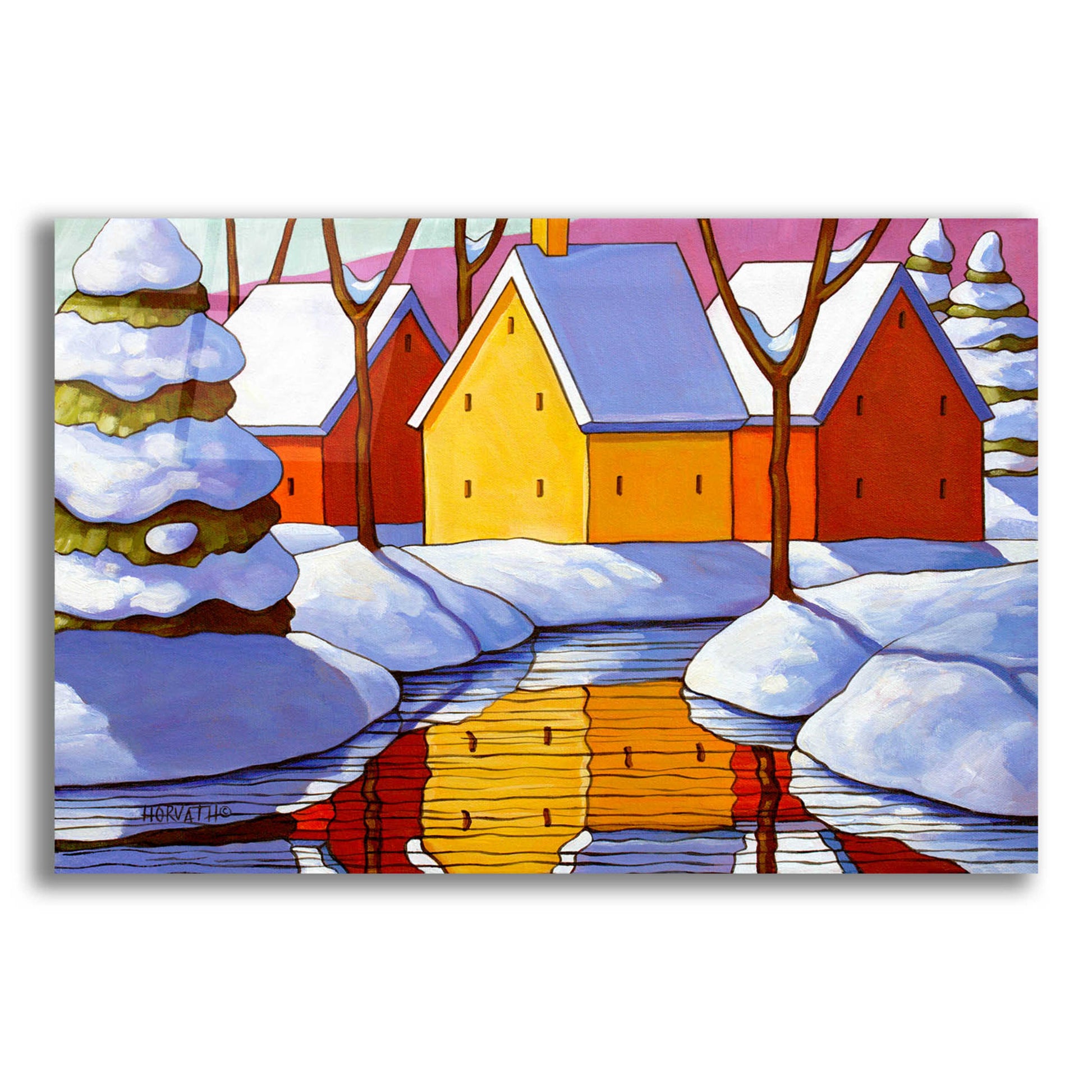 Epic Art 'Snowy Stream View' by Cathy Horvath-Buchanan, Acrylic Glass Wall Art,24x16