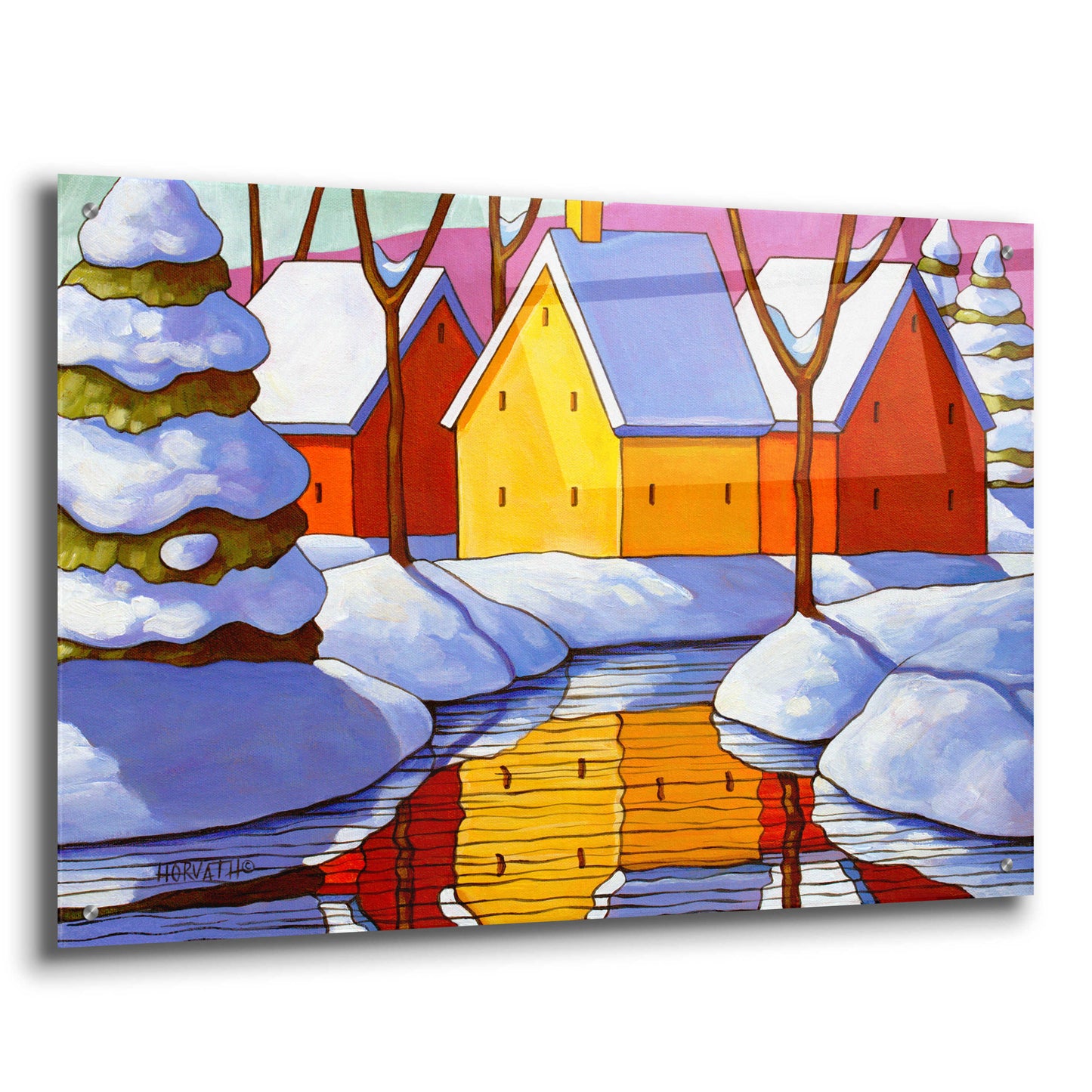 Epic Art 'Snowy Stream View' by Cathy Horvath-Buchanan, Acrylic Glass Wall Art,36x24