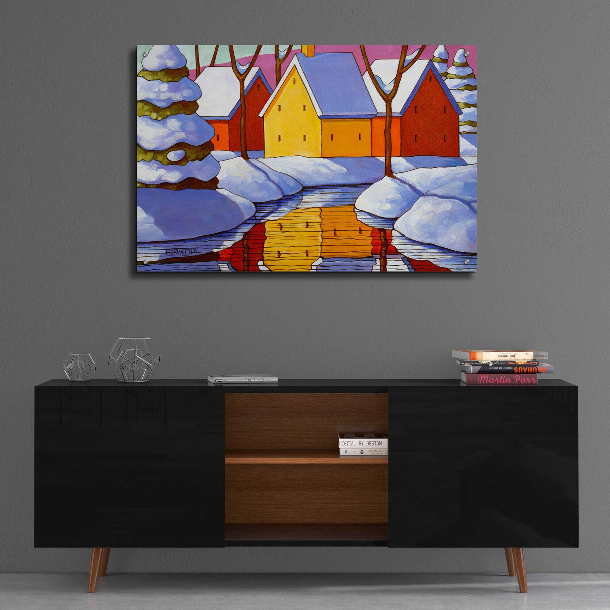 Epic Art 'Snowy Stream View' by Cathy Horvath-Buchanan, Acrylic Glass Wall Art,36x24