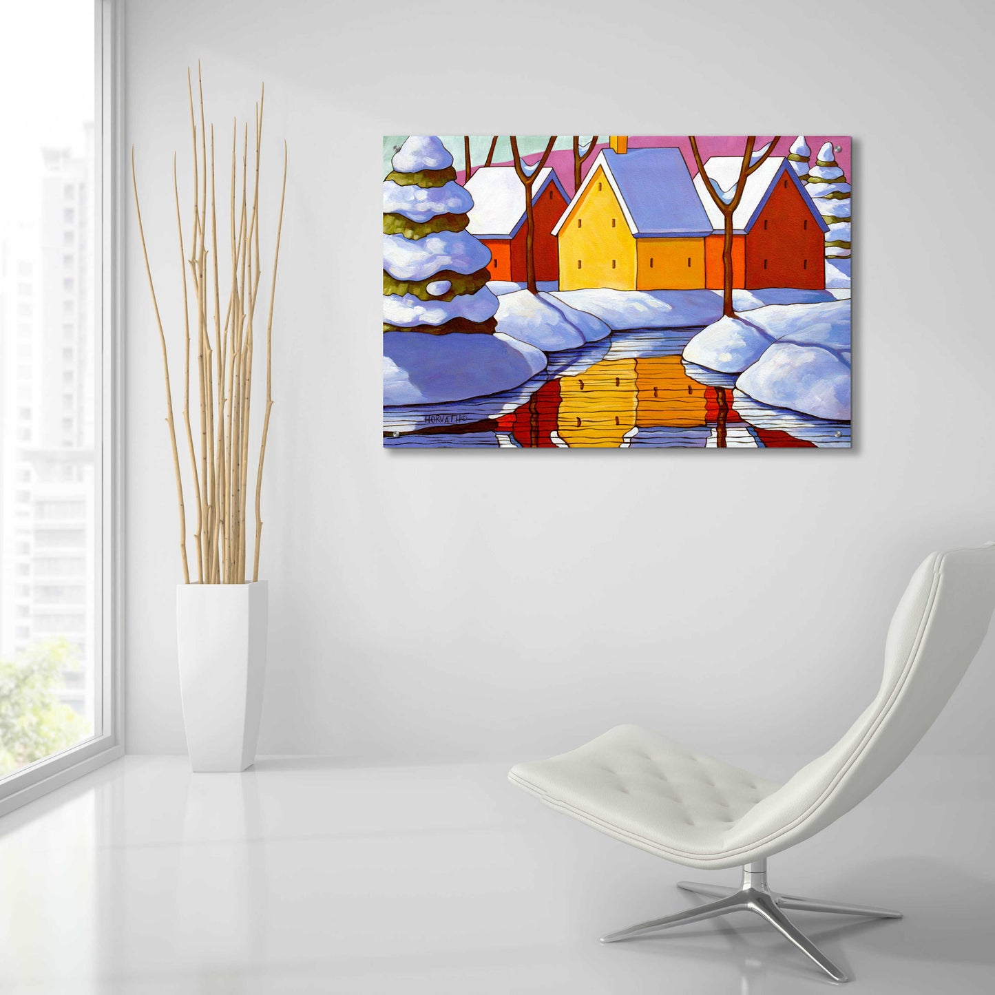 Epic Art 'Snowy Stream View' by Cathy Horvath-Buchanan, Acrylic Glass Wall Art,36x24