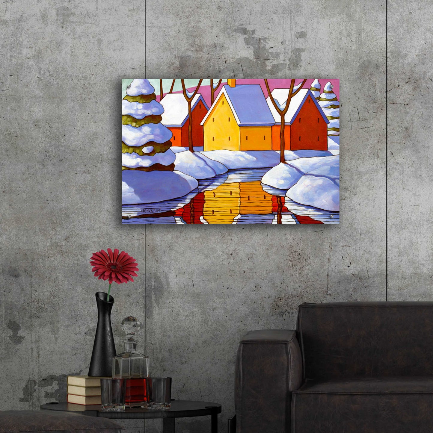 Epic Art 'Snowy Stream View' by Cathy Horvath-Buchanan, Acrylic Glass Wall Art,36x24