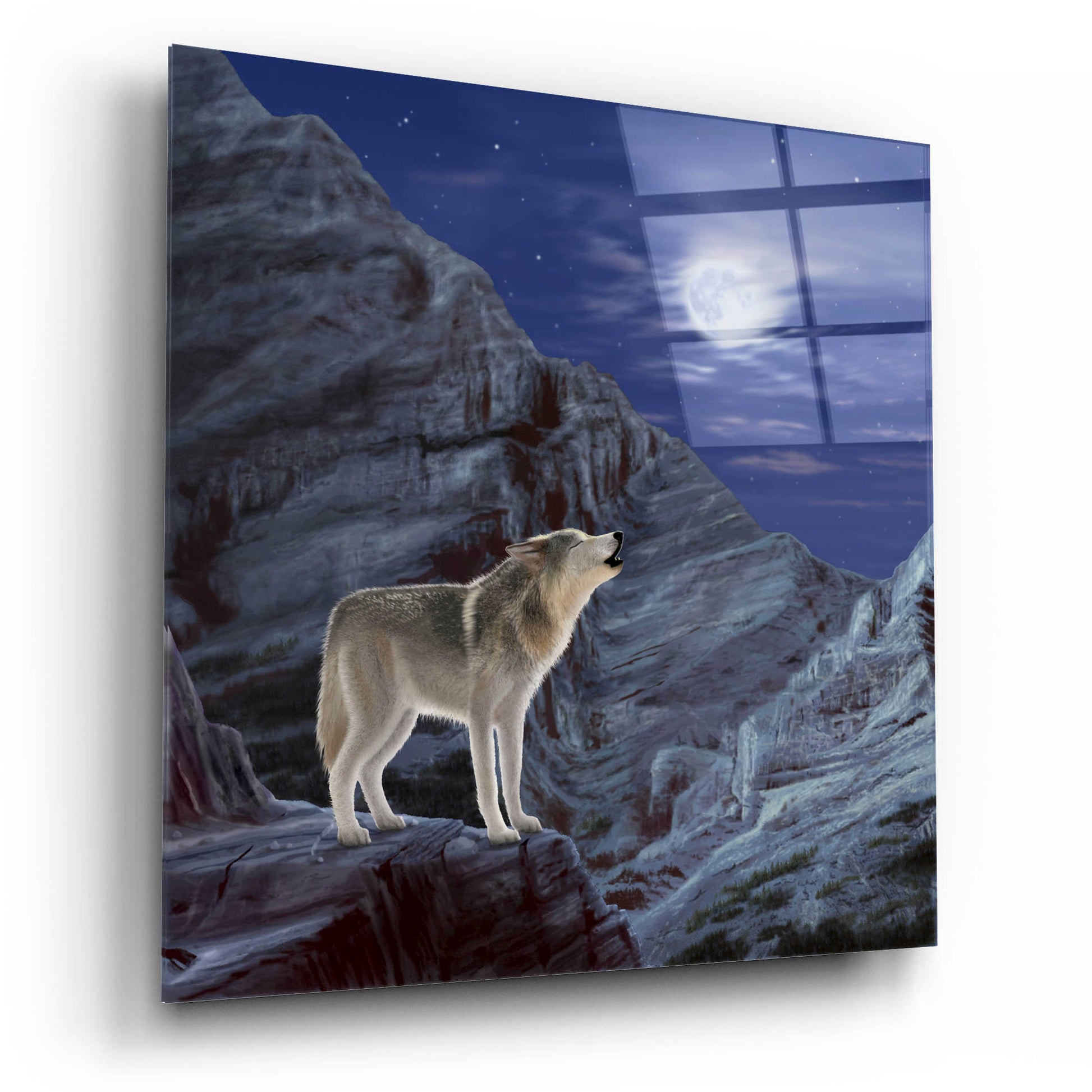 Epic Art 'Wolf Moon' by Chris Dobrowolski, Acrylic Glass Wall Art,12x12