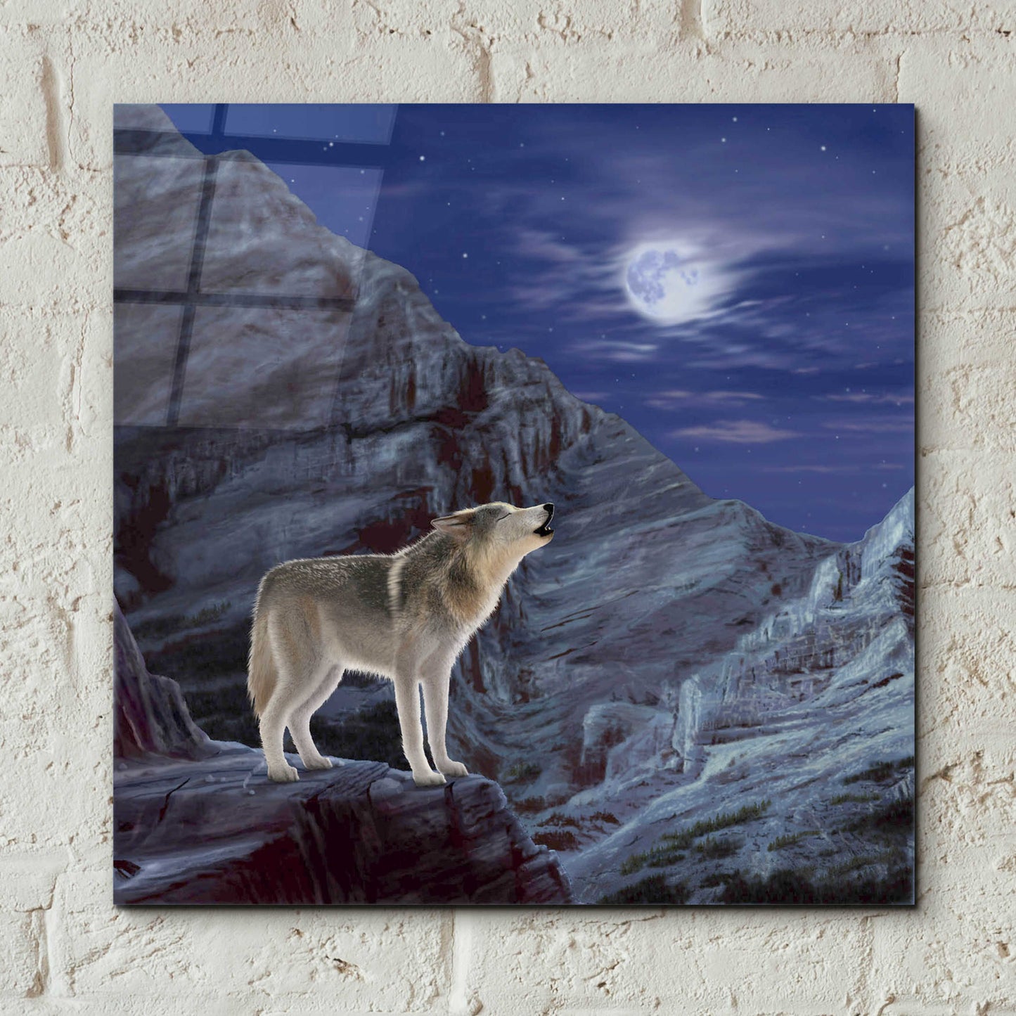 Epic Art 'Wolf Moon' by Chris Dobrowolski, Acrylic Glass Wall Art,12x12