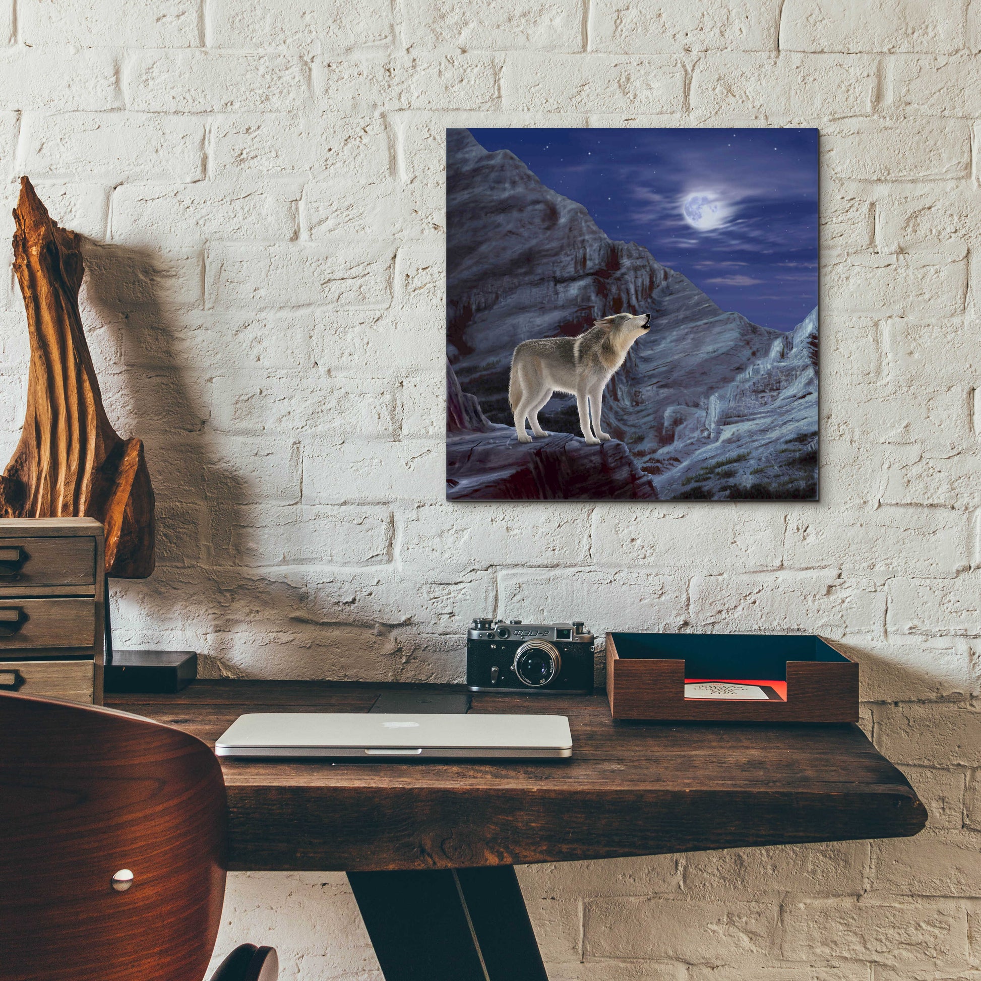 Epic Art 'Wolf Moon' by Chris Dobrowolski, Acrylic Glass Wall Art,12x12