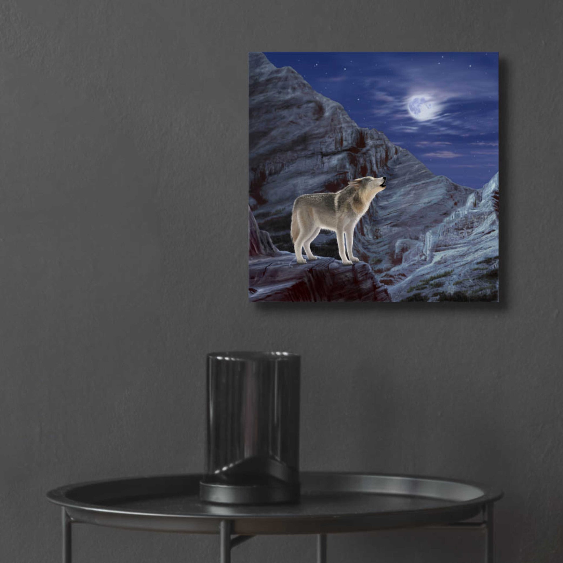 Epic Art 'Wolf Moon' by Chris Dobrowolski, Acrylic Glass Wall Art,12x12