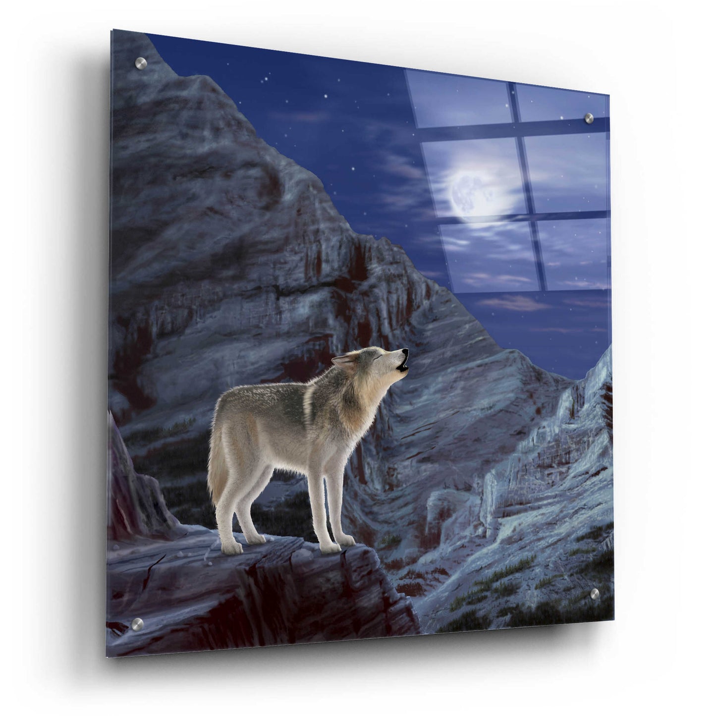 Epic Art 'Wolf Moon' by Chris Dobrowolski, Acrylic Glass Wall Art,24x24