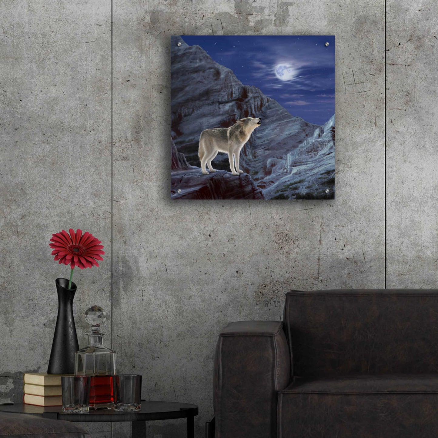 Epic Art 'Wolf Moon' by Chris Dobrowolski, Acrylic Glass Wall Art,24x24