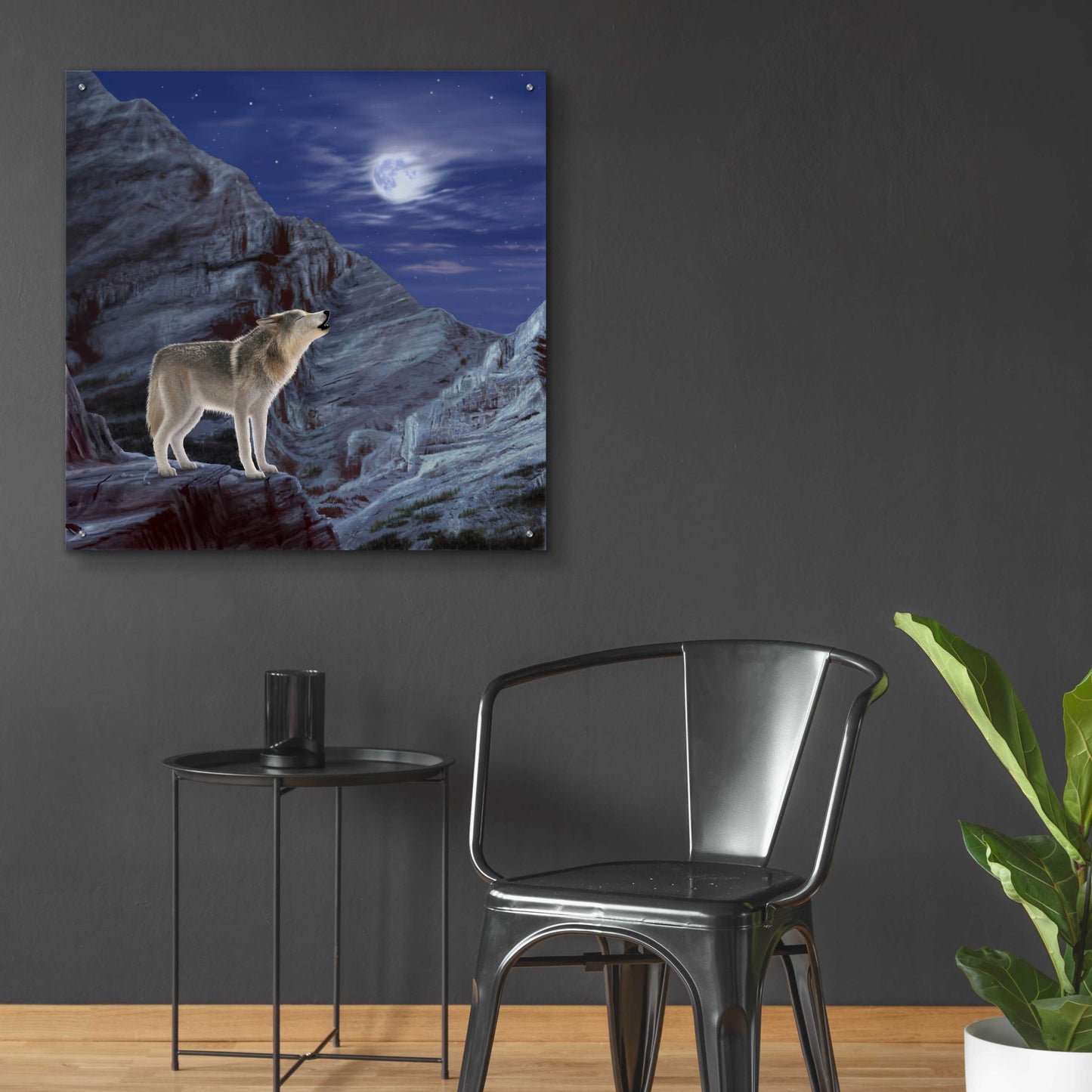 Epic Art 'Wolf Moon' by Chris Dobrowolski, Acrylic Glass Wall Art,36x36