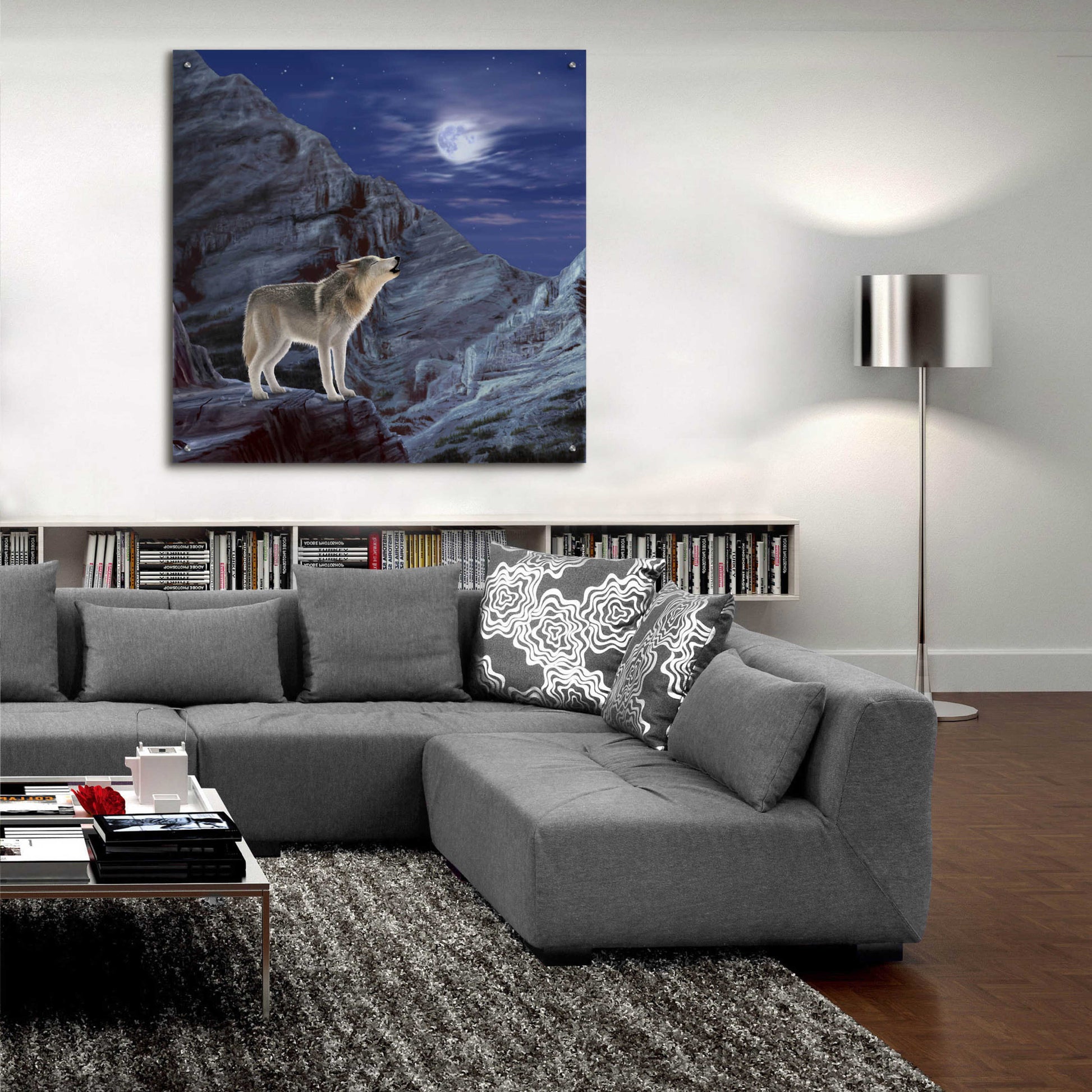 Epic Art 'Wolf Moon' by Chris Dobrowolski, Acrylic Glass Wall Art,36x36