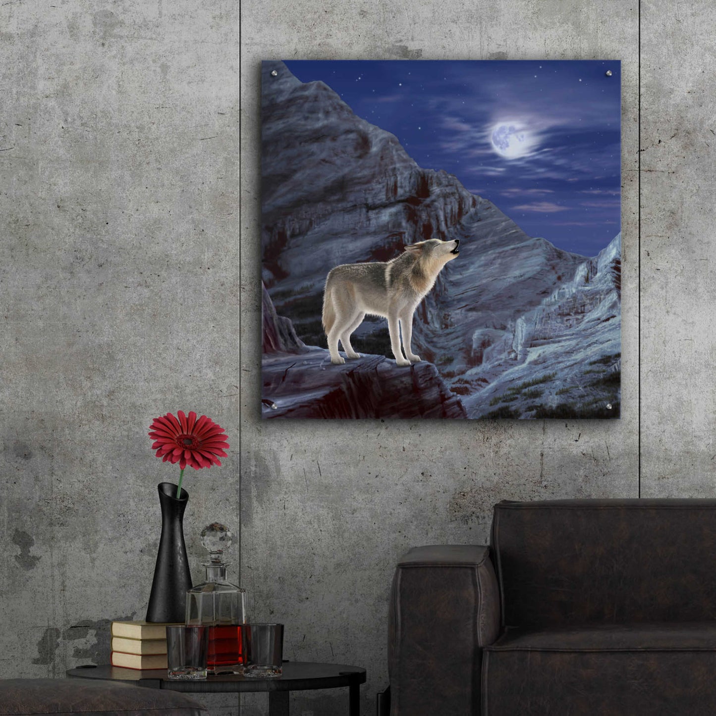 Epic Art 'Wolf Moon' by Chris Dobrowolski, Acrylic Glass Wall Art,36x36