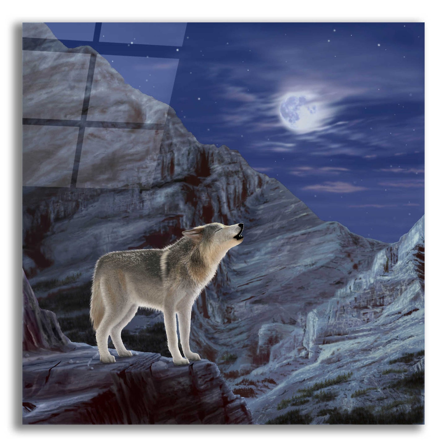 Epic Art 'Wolf Moon' by Chris Dobrowolski, Acrylic Glass Wall Art