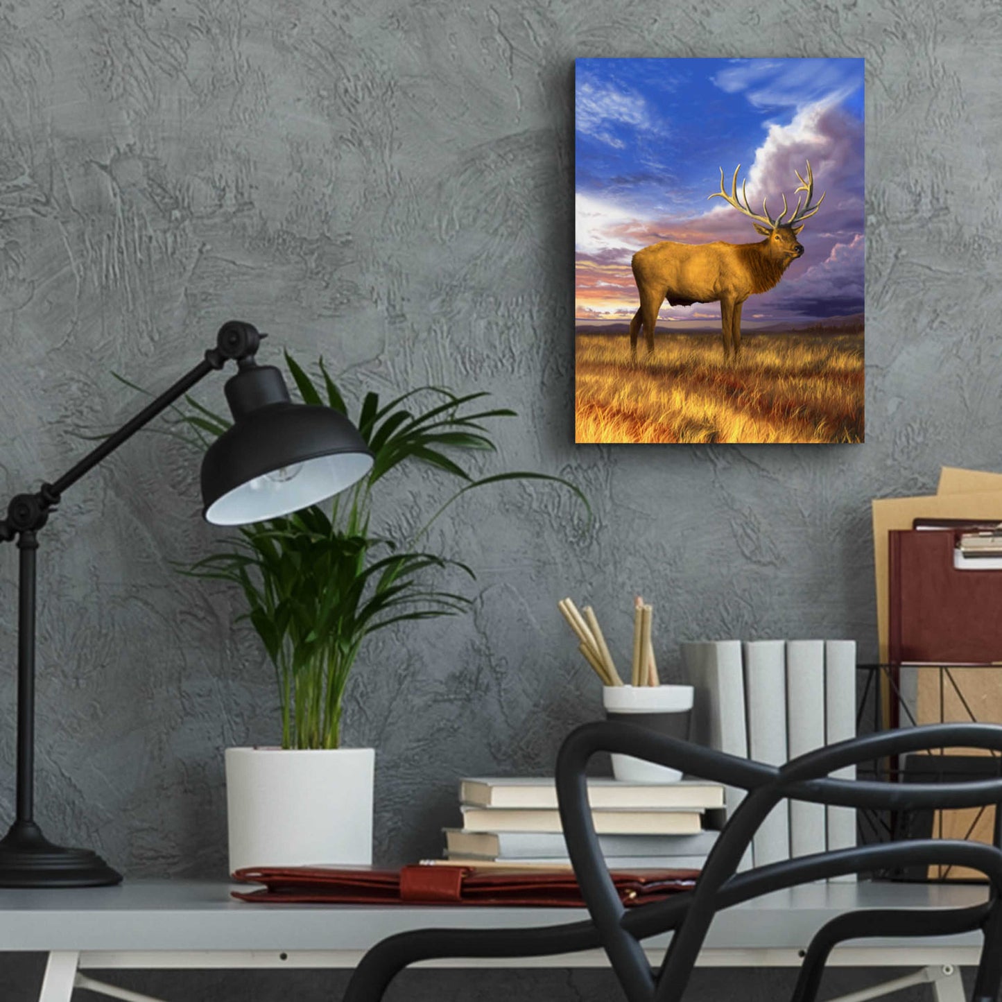 Epic Art 'Elk at Sunset' by Chris Dobrowolski, Acrylic Glass Wall Art,12x16