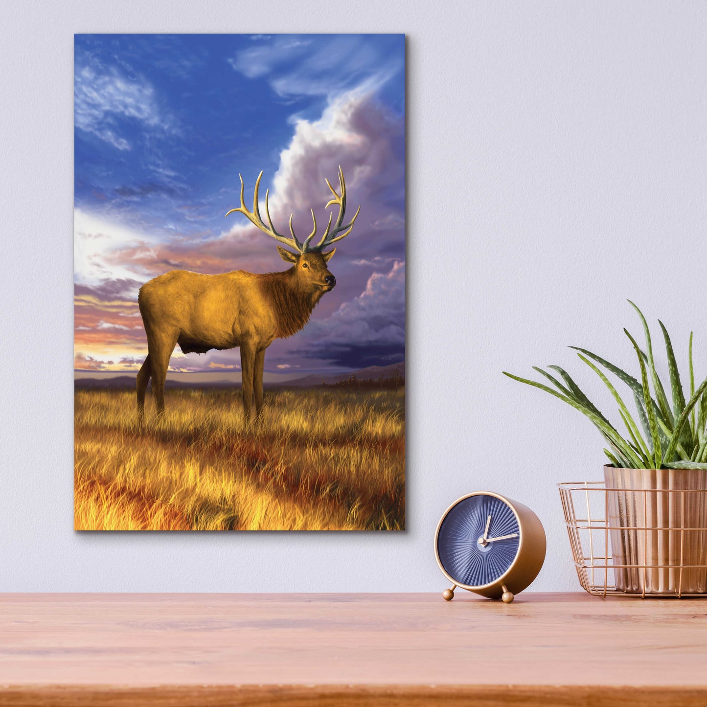 Epic Art 'Elk at Sunset' by Chris Dobrowolski, Acrylic Glass Wall Art,12x16