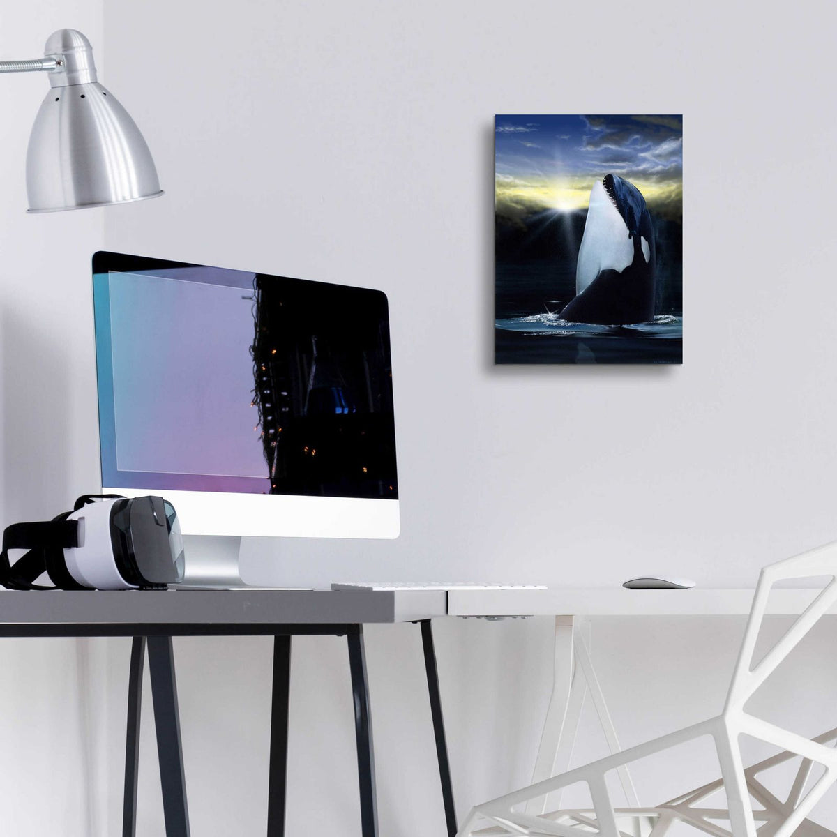 Orca Sunset by Chris Dobrowolski - 12x16 acrylic wall art in a room
