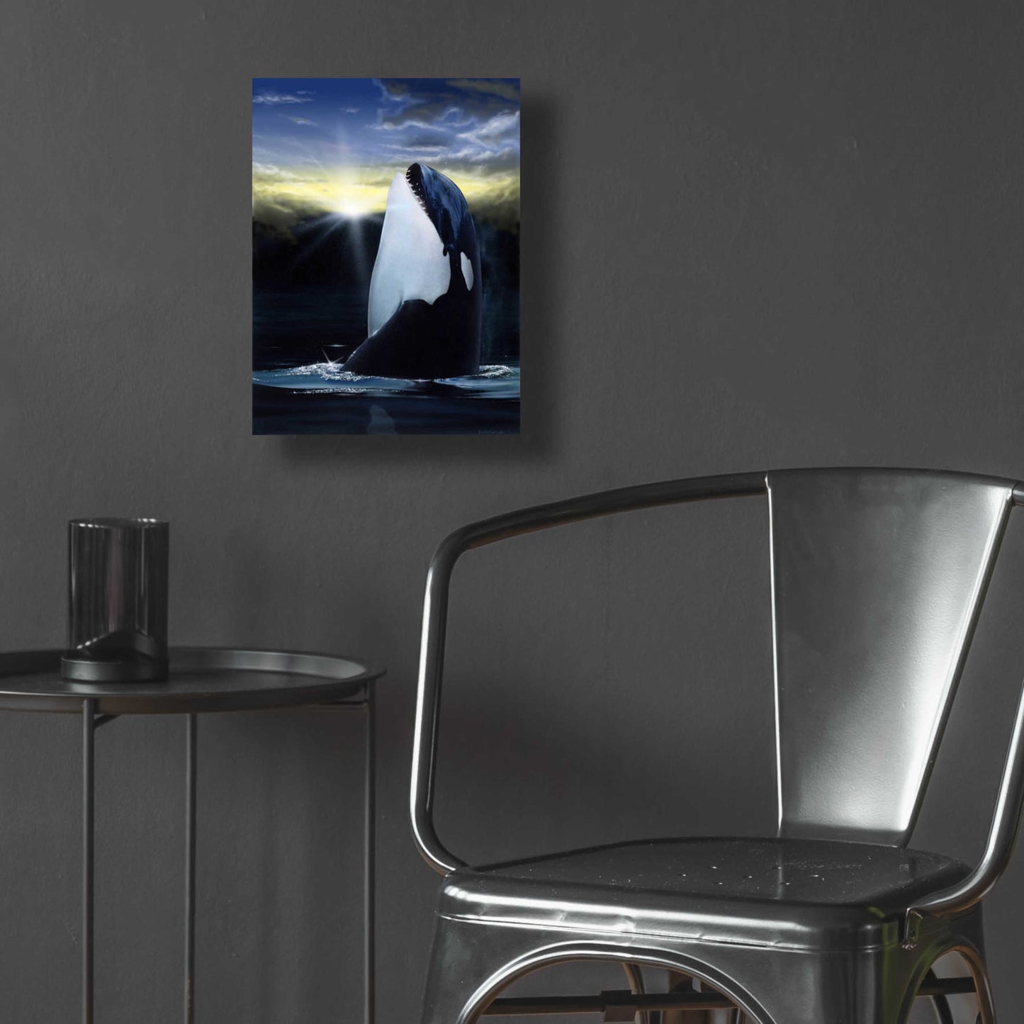 Epic Art 'Orca Sunset' by Chris Dobrowolski, Acrylic Glass Wall Art,12x16