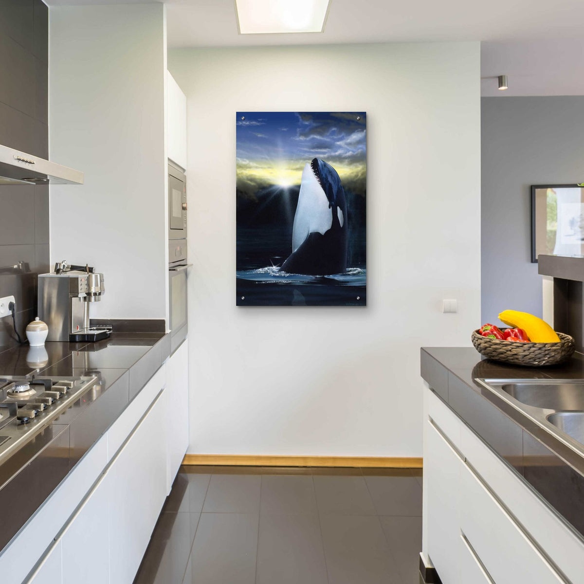 Orca Sunset by Chris Dobrowolski - 24x36 acrylic wall art in a room