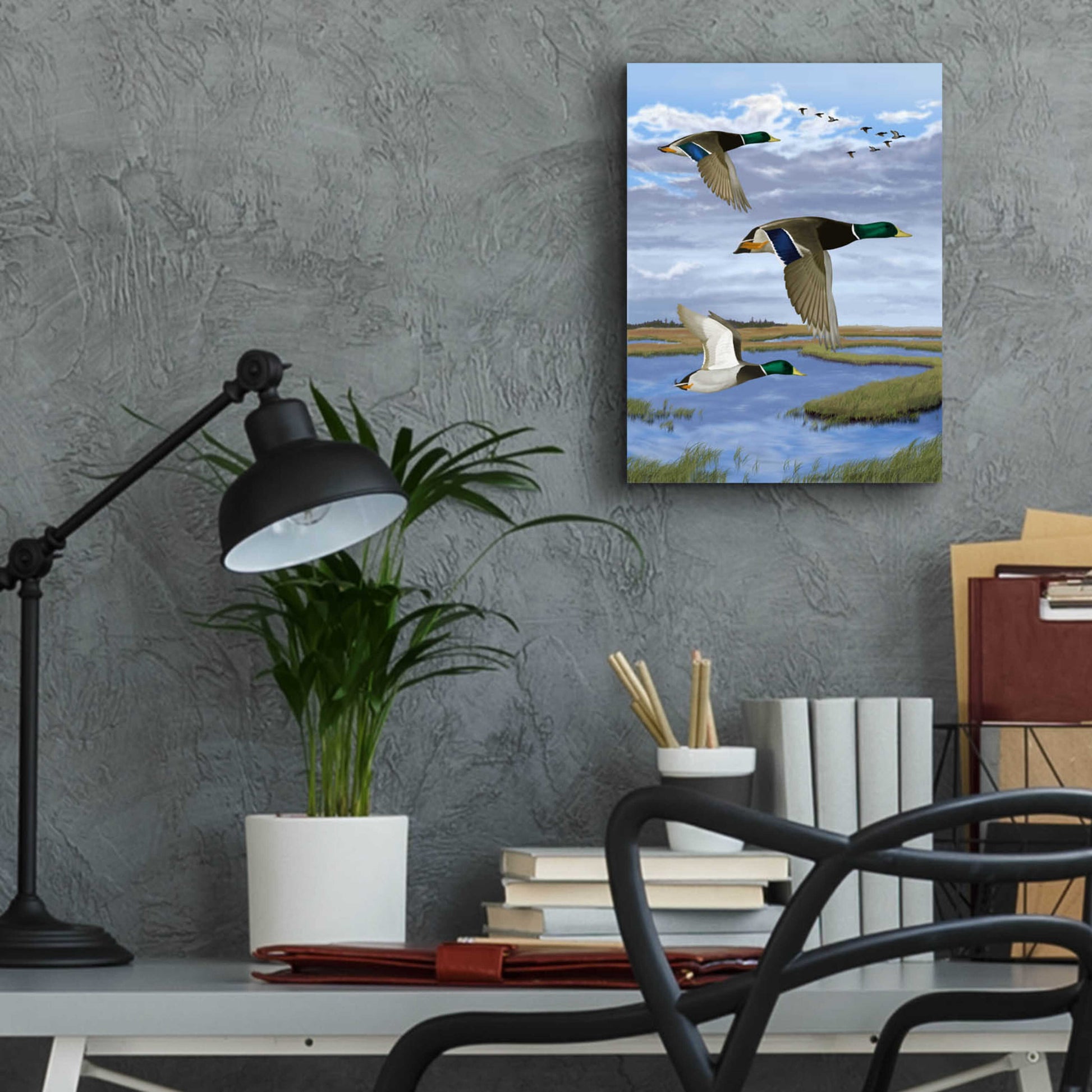 Epic Art 'Salt Marsh Mallards' by Chris Dobrowolski, Acrylic Glass Wall Art,12x16