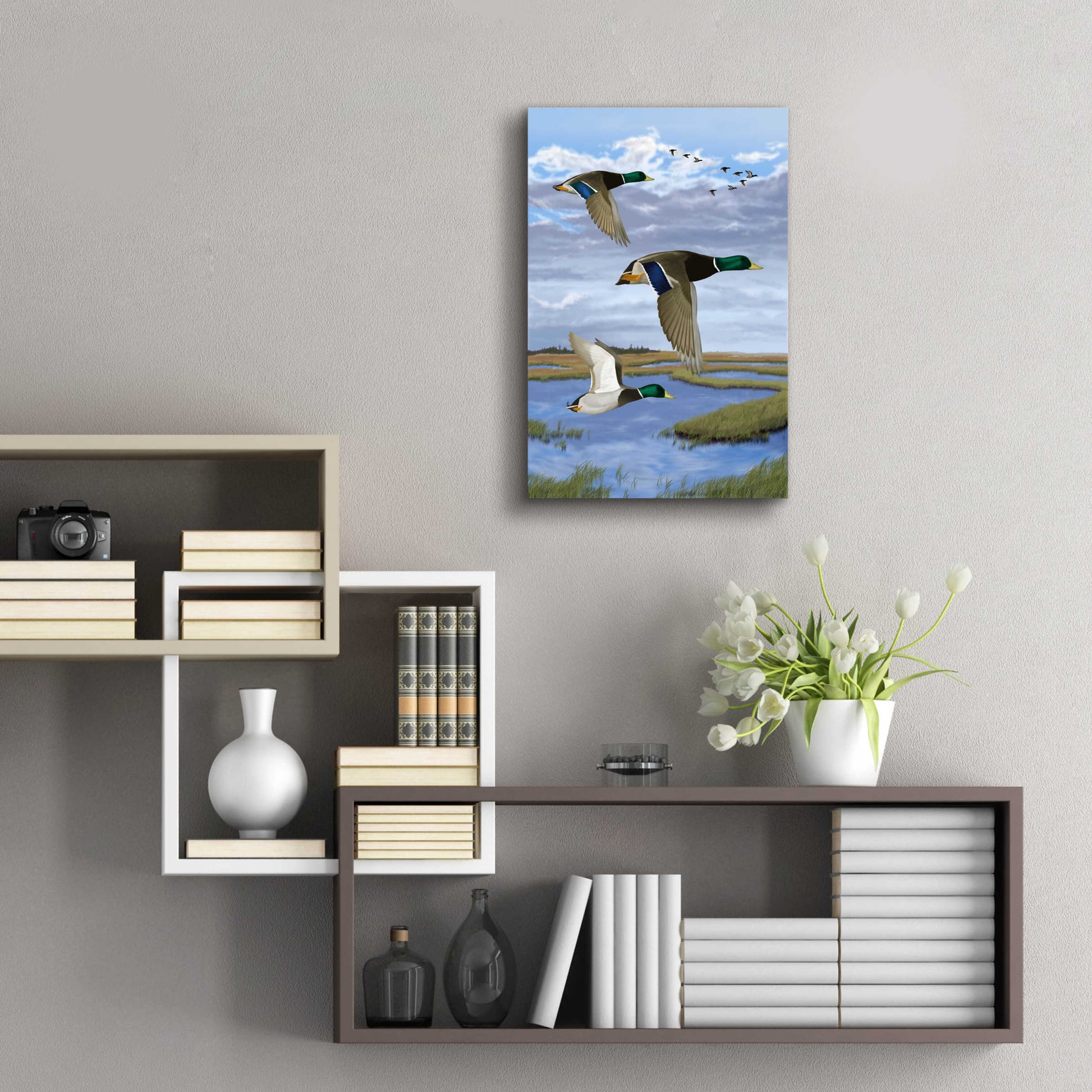 Epic Art 'Salt Marsh Mallards' by Chris Dobrowolski, Acrylic Glass Wall Art,16x24