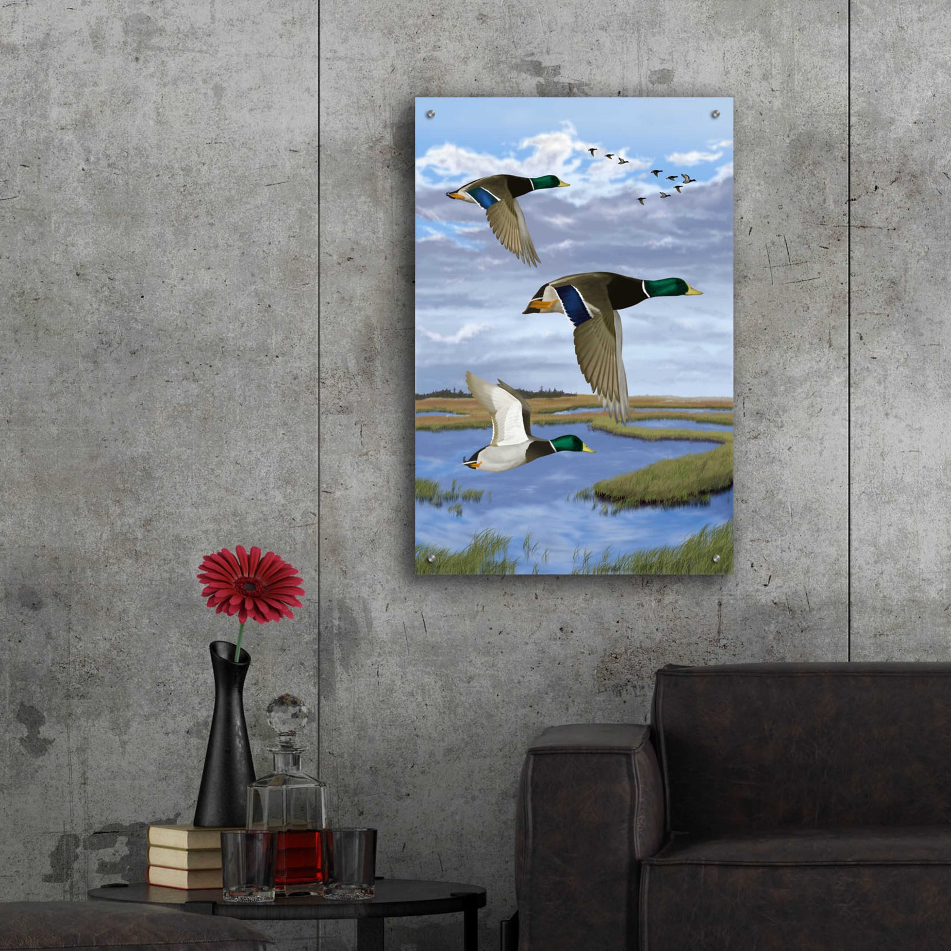 Epic Art 'Salt Marsh Mallards' by Chris Dobrowolski, Acrylic Glass Wall Art,24x36