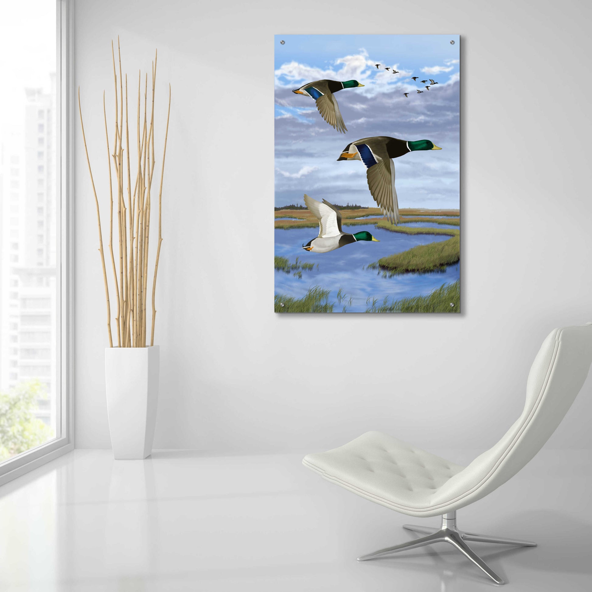 Epic Art 'Salt Marsh Mallards' by Chris Dobrowolski, Acrylic Glass Wall Art,24x36