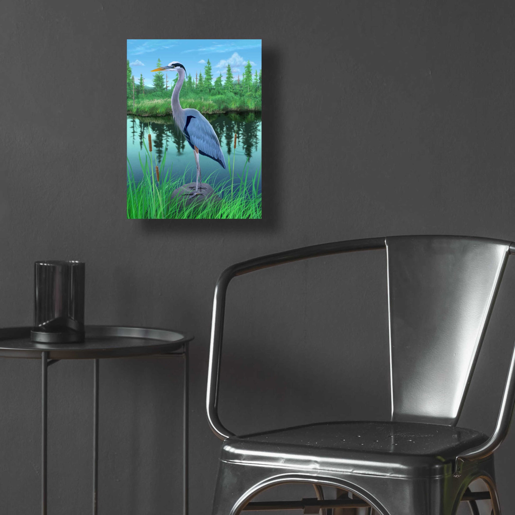 Epic Art 'Marsh Heron' by Chris Dobrowolski, Acrylic Glass Wall Art,12x16