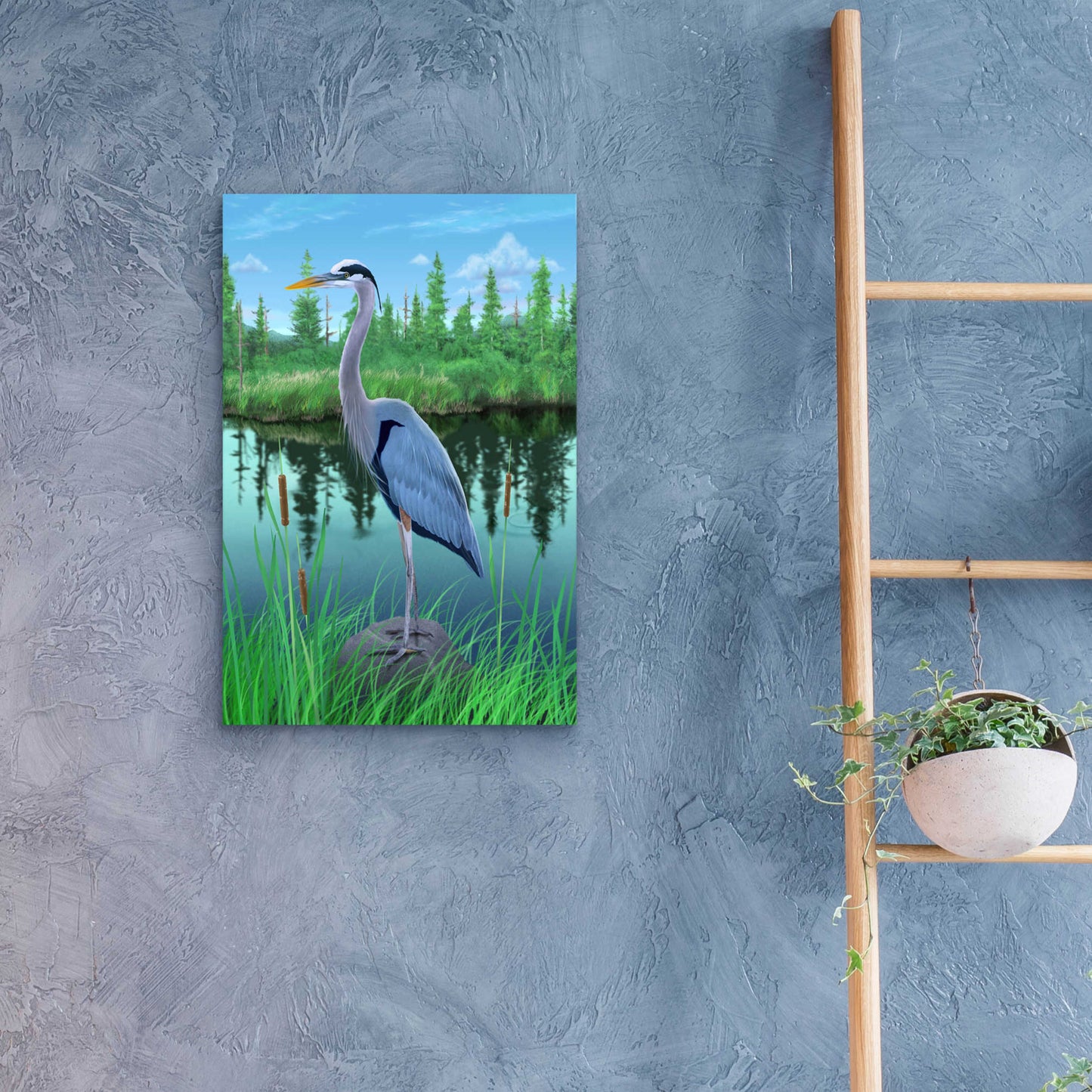 Epic Art 'Marsh Heron' by Chris Dobrowolski, Acrylic Glass Wall Art,16x24