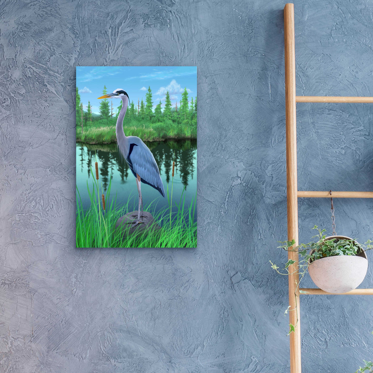 Epic Art 'Marsh Heron' by Chris Dobrowolski, Acrylic Glass Wall Art,16x24