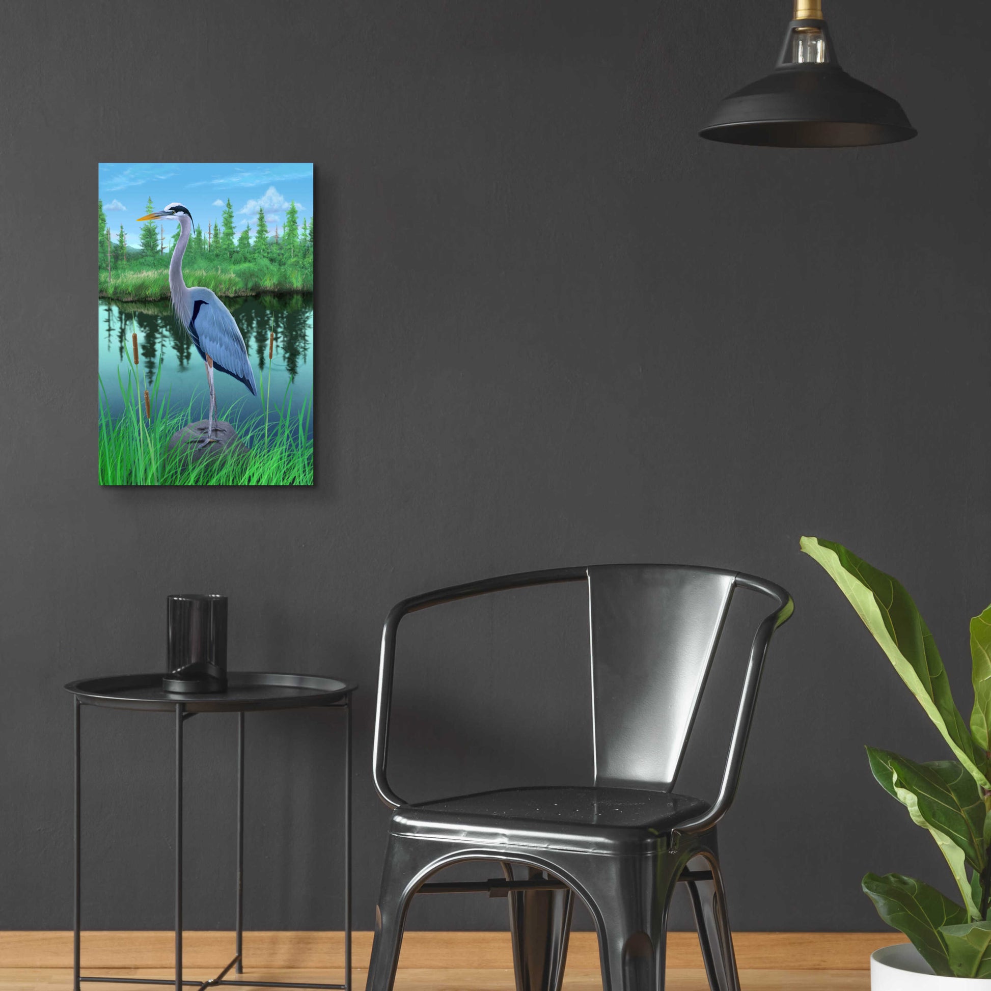 Epic Art 'Marsh Heron' by Chris Dobrowolski, Acrylic Glass Wall Art,16x24