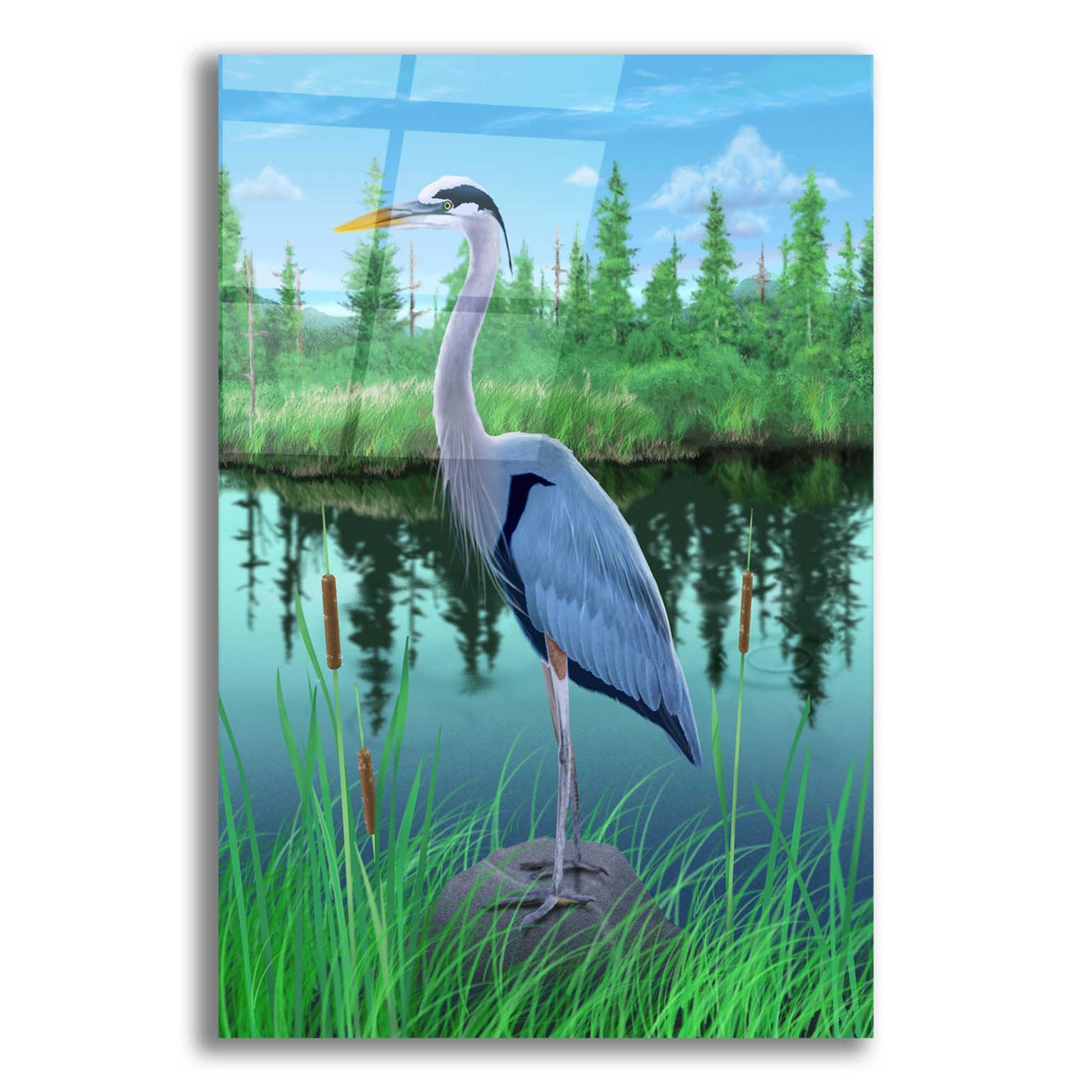 Epic Art 'Marsh Heron' by Chris Dobrowolski, Acrylic Glass Wall Art