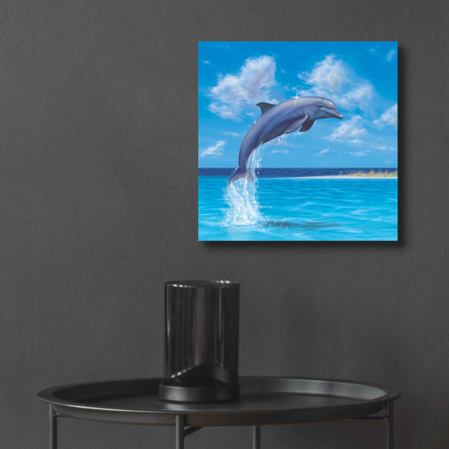 Epic Art 'Blue Water Dolphin' by Chris Dobrowolski, Acrylic Glass Wall Art,12x12