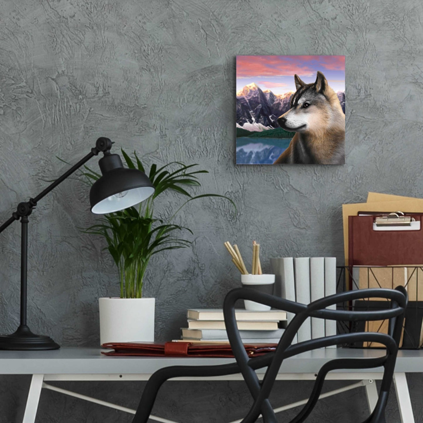 Epic Art 'Rockies Wolf' by Chris Dobrowolski, Acrylic Glass Wall Art,12x12