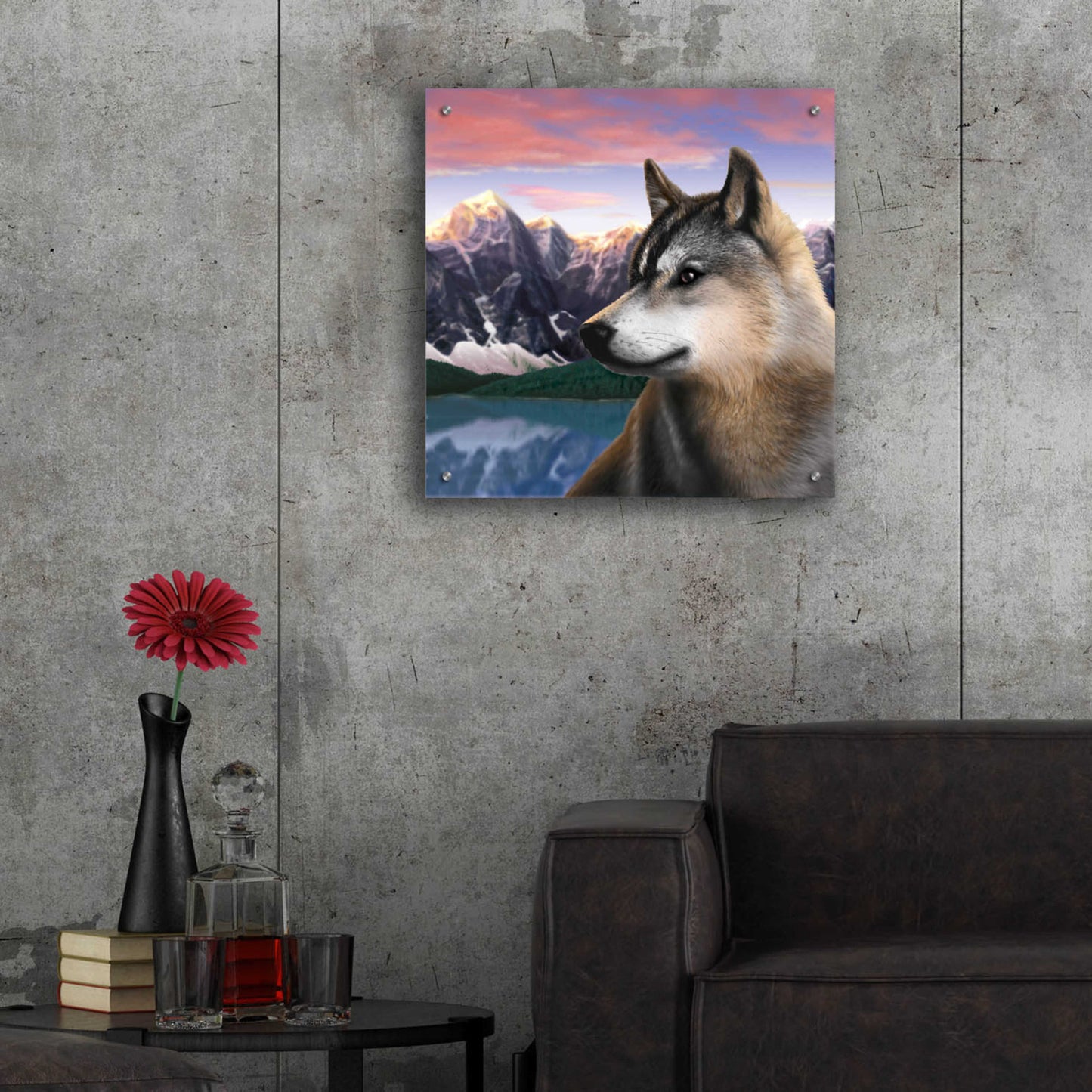 Epic Art 'Rockies Wolf' by Chris Dobrowolski, Acrylic Glass Wall Art,24x24