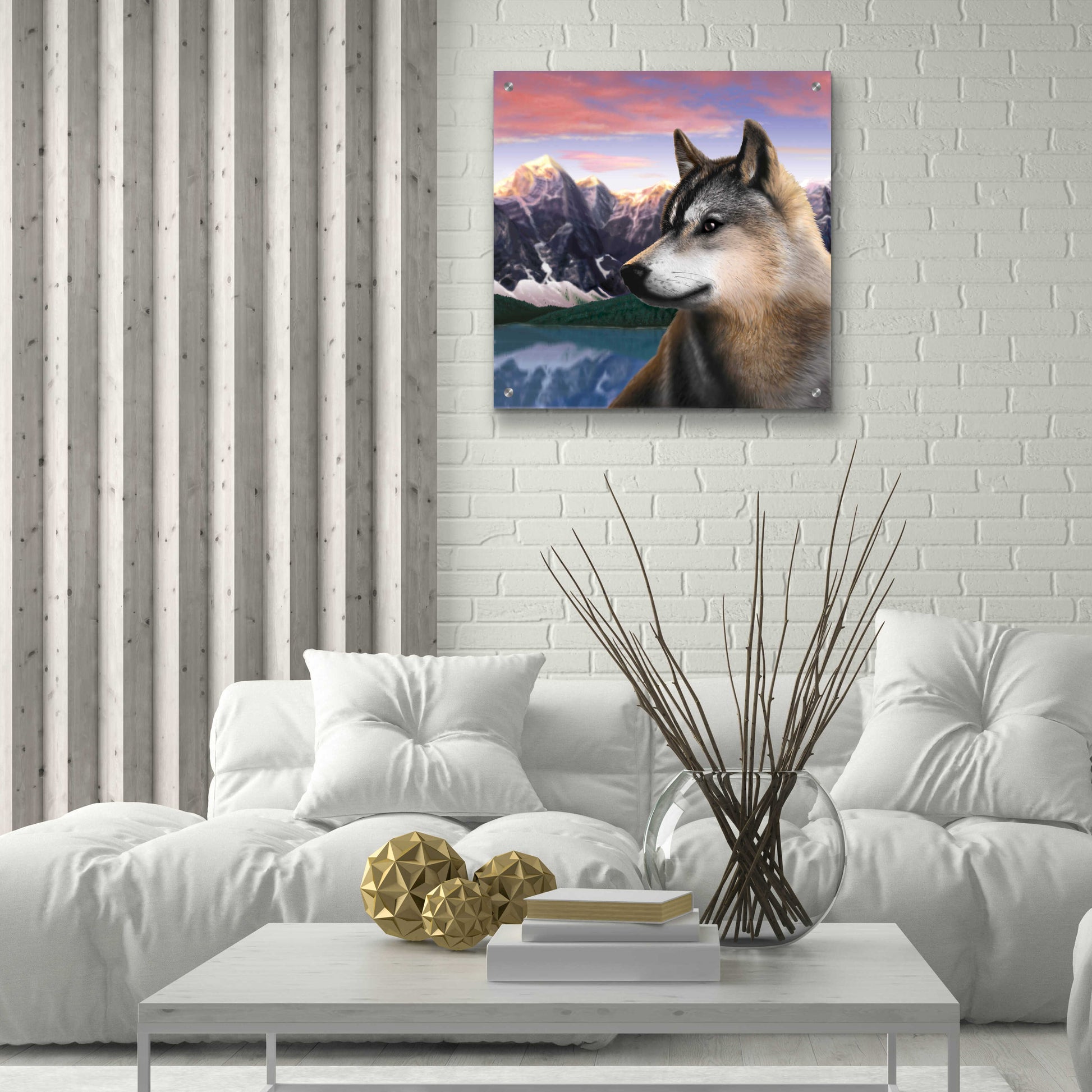 Epic Art 'Rockies Wolf' by Chris Dobrowolski, Acrylic Glass Wall Art,24x24