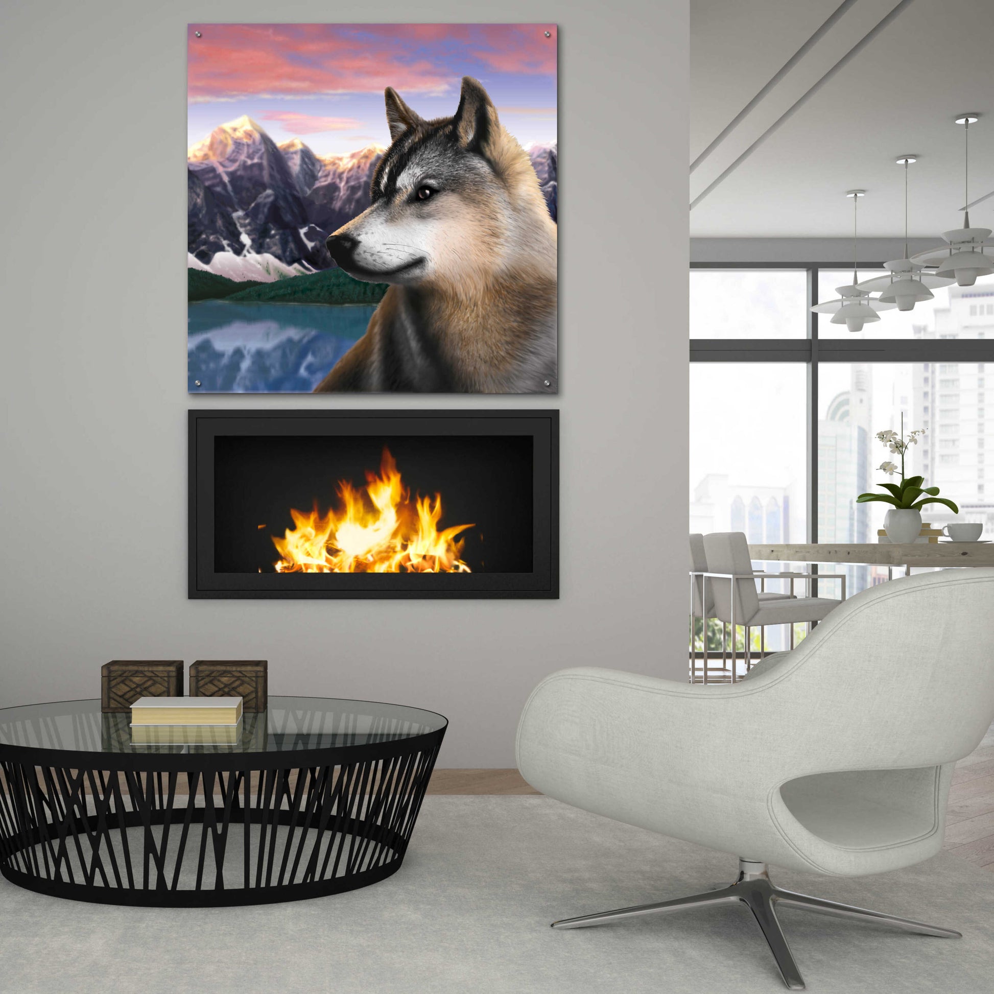 Epic Art 'Rockies Wolf' by Chris Dobrowolski, Acrylic Glass Wall Art,36x36