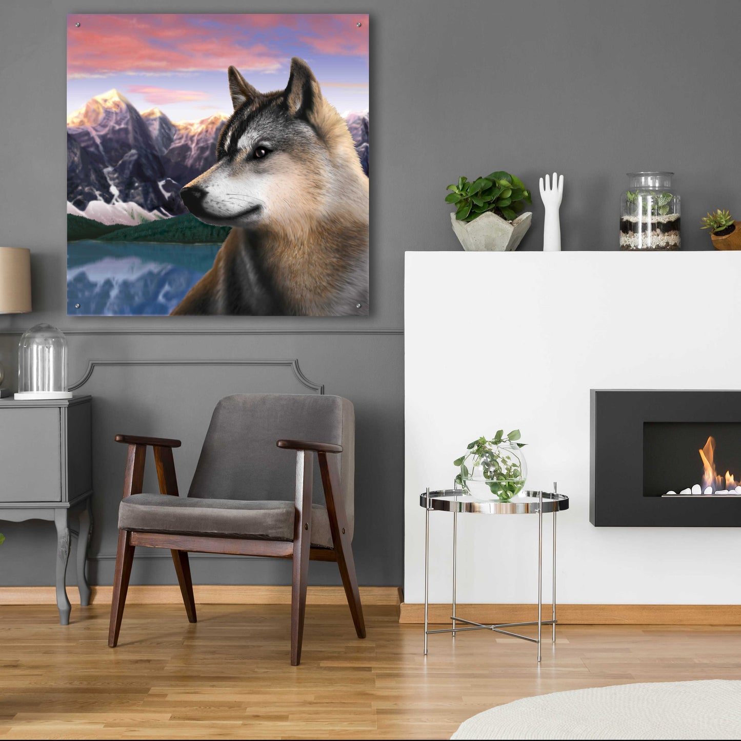 Epic Art 'Rockies Wolf' by Chris Dobrowolski, Acrylic Glass Wall Art,36x36