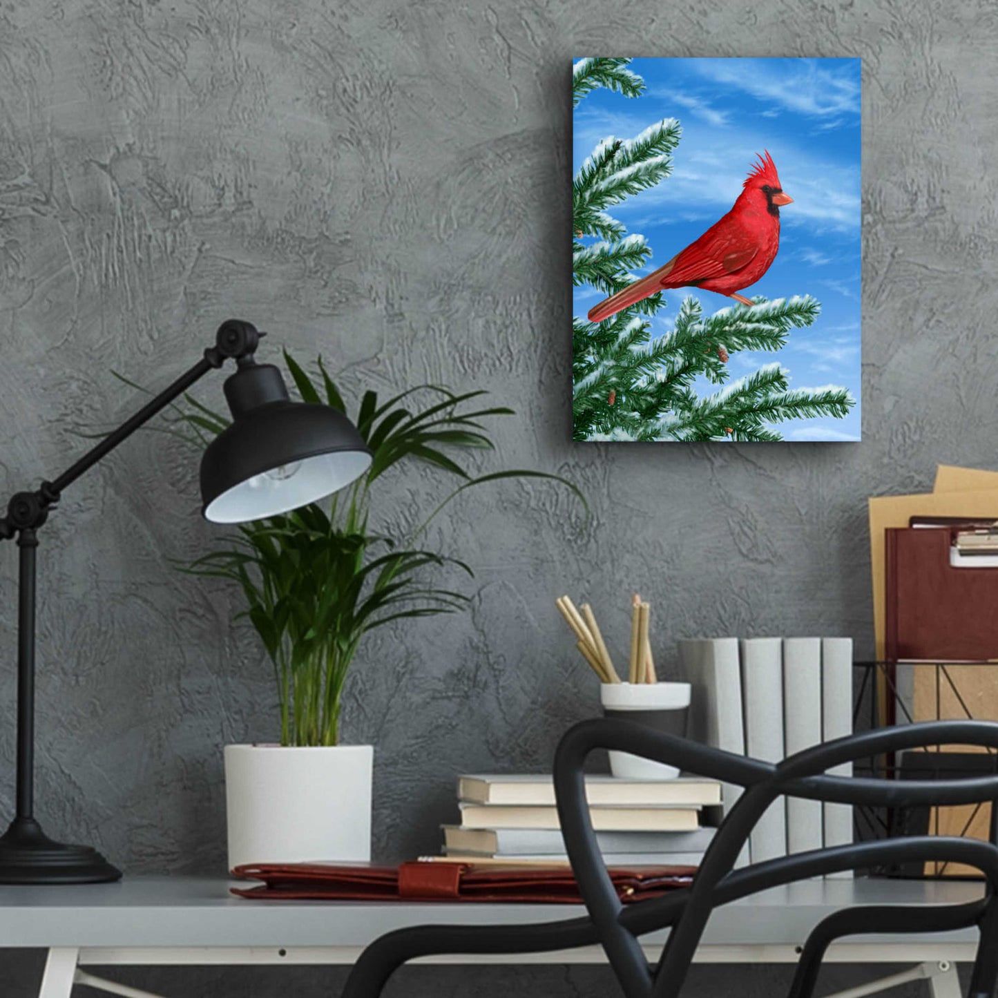 Epic Art 'Winter Cardinal' by Chris Dobrowolski, Acrylic Glass Wall Art,12x16