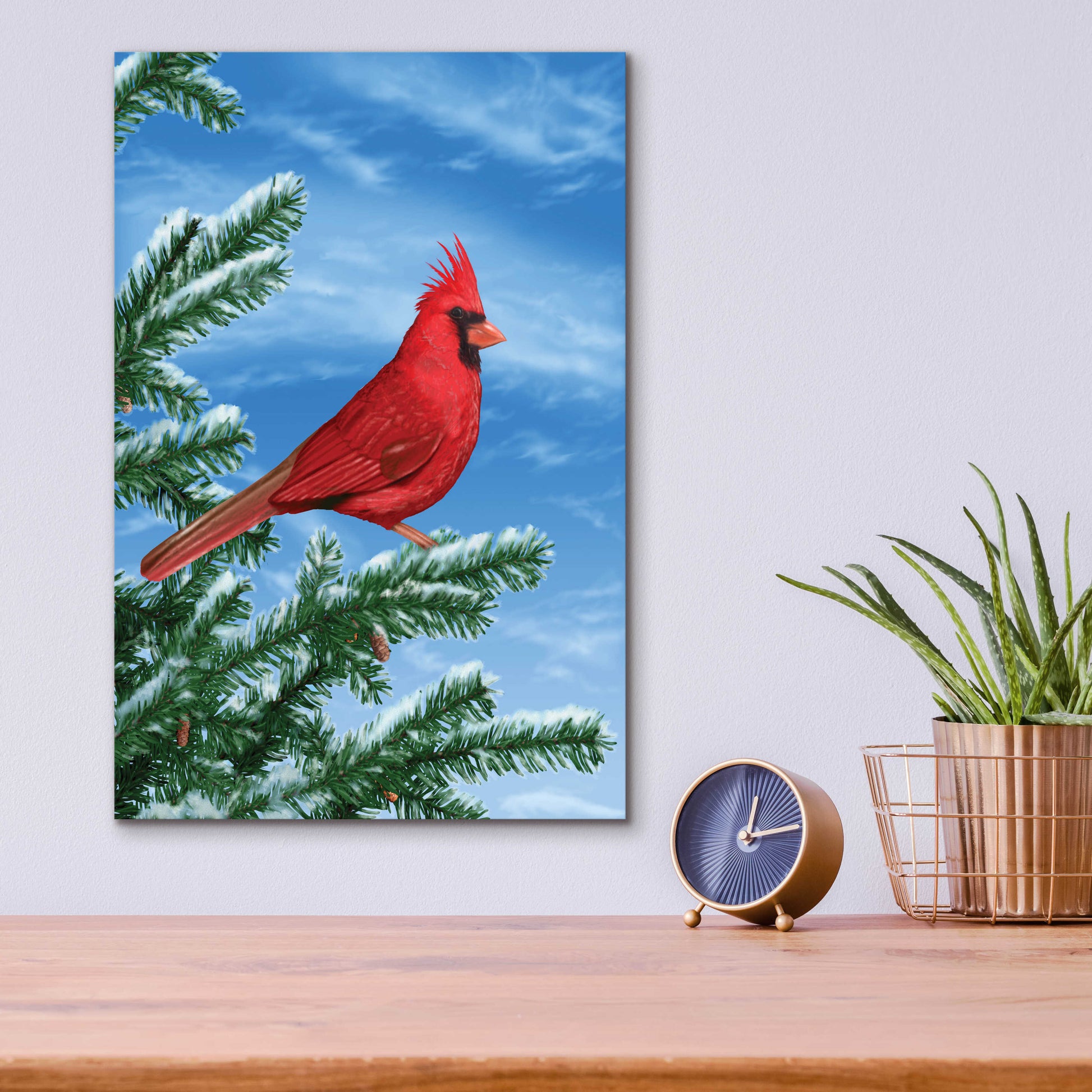 Epic Art 'Winter Cardinal' by Chris Dobrowolski, Acrylic Glass Wall Art,12x16