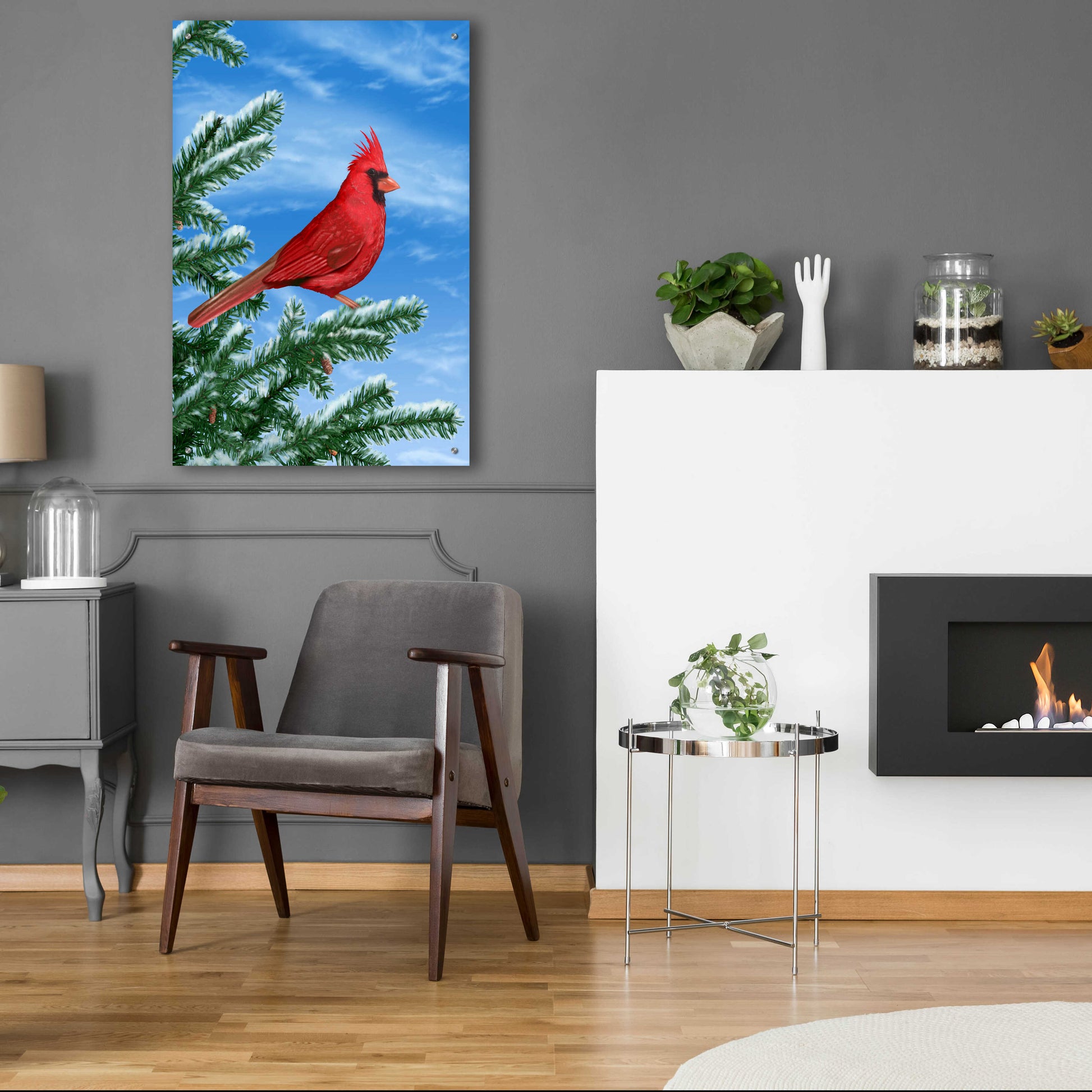 Epic Art 'Winter Cardinal' by Chris Dobrowolski, Acrylic Glass Wall Art,24x36