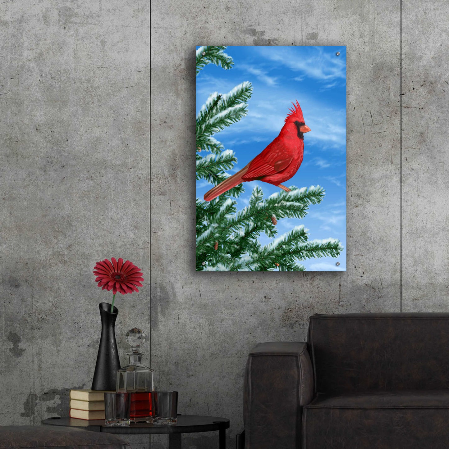 Epic Art 'Winter Cardinal' by Chris Dobrowolski, Acrylic Glass Wall Art,24x36