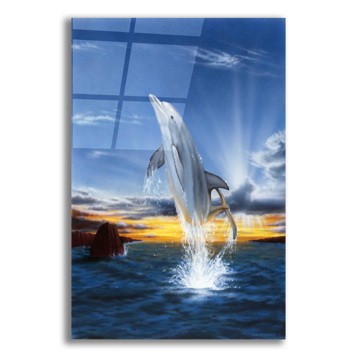 Epic Art 'Leaping Dolphin' by Chris Dobrowolski, Acrylic Glass Wall Art