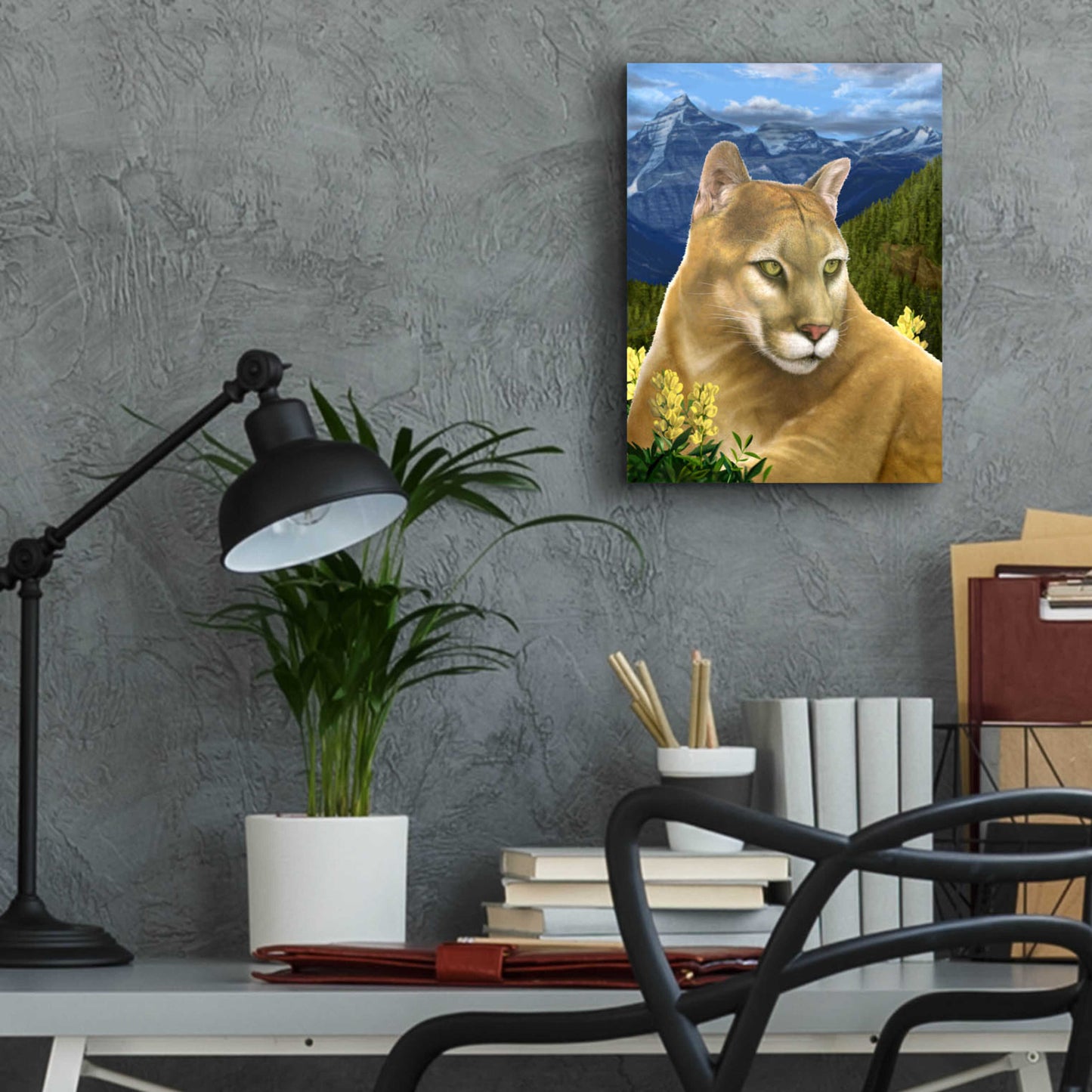 Epic Art 'Rockies Mountain Lion' by Chris Dobrowolski, Acrylic Glass Wall Art,12x16