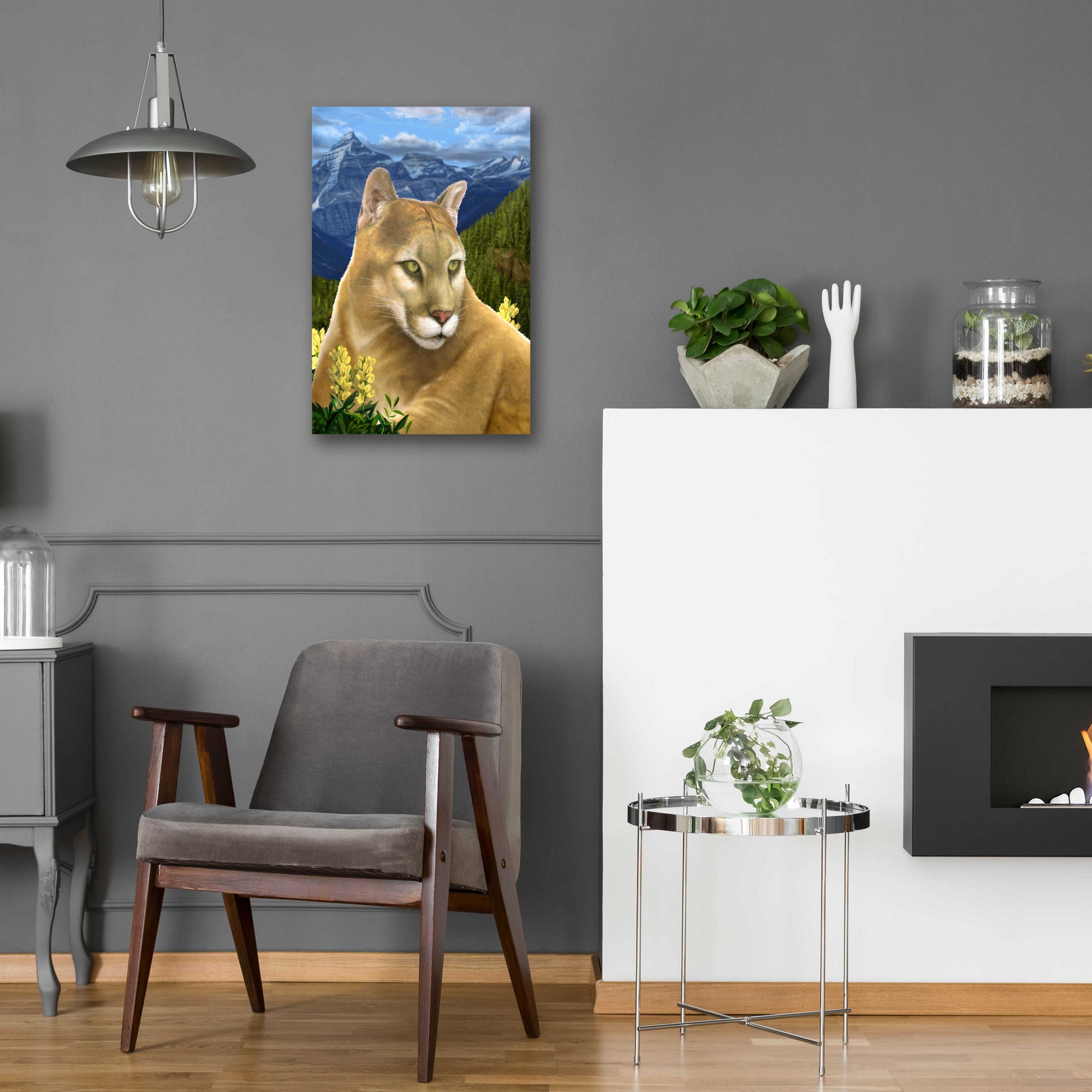 Epic Art 'Rockies Mountain Lion' by Chris Dobrowolski, Acrylic Glass Wall Art,16x24