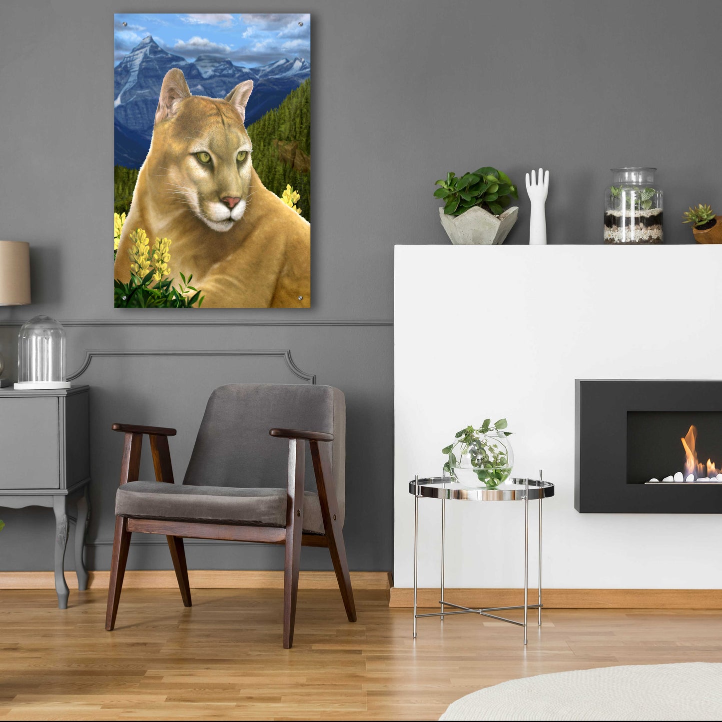 Epic Art 'Rockies Mountain Lion' by Chris Dobrowolski, Acrylic Glass Wall Art,24x36