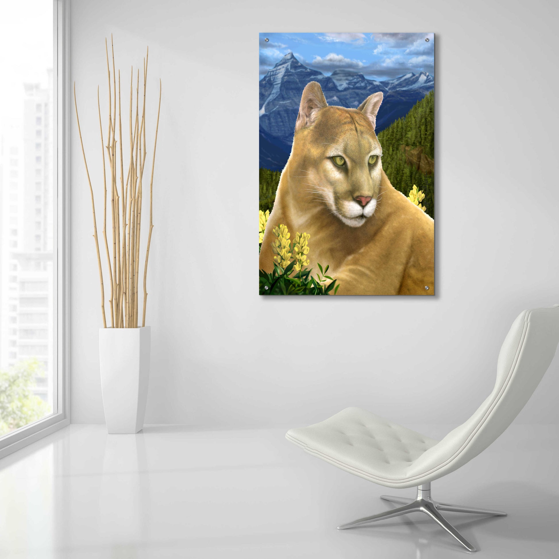 Epic Art 'Rockies Mountain Lion' by Chris Dobrowolski, Acrylic Glass Wall Art,24x36