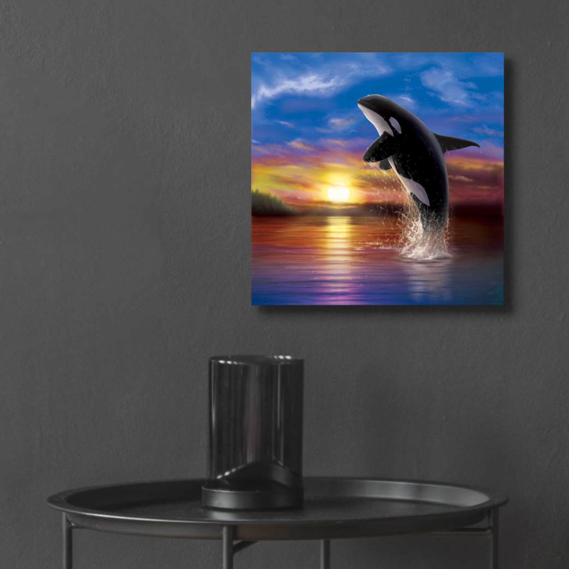 Epic Art 'Orca Sunrise' by Chris Dobrowolski, Acrylic Glass Wall Art,12x12